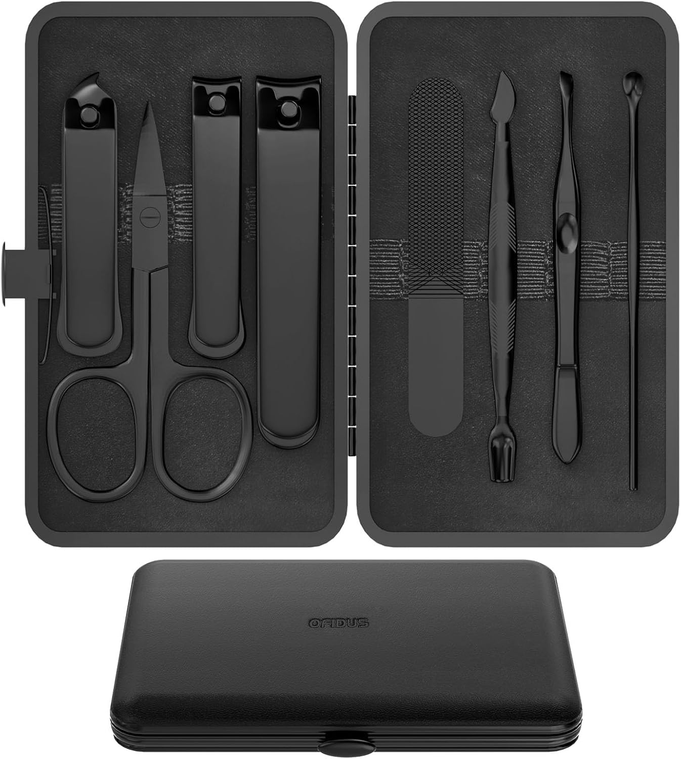Precision 8 Pieces Men’s Nail Grooming Travel Kit, Stainless Steel Manicure Set with Fingernail & Toenail Clippers, Nail File, Slant Tip Tweezers, Cuticle Scissors, Cuticle Pusher, Travel Case Precision 8 Pieces Men’s Nail Grooming Travel Kit, Stainless Steel Manicure Set with Fingernail & Toenail Clippers, Nail File, Slant Tip Tweezers, Cuticle Scissors, Cuticle Pusher, Travel Case