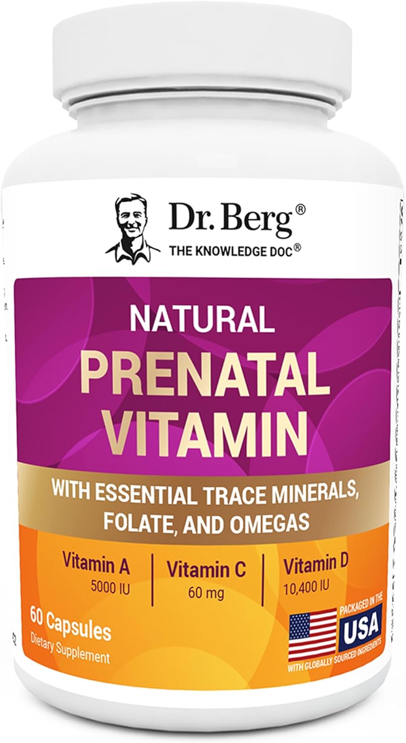 Dr. Berg Natural Prenatal Vitamins for Women (Pregnant & Nursing) – Prenatal Vitamins with Folate, Vitamins, Minerals, Omegas, &11 Powerful Superfoods – Womens Prenatal Multivitamin – 60 Capsules Dr. Berg Natural Prenatal Vitamins for Women (Pregnant & Nursing) – Prenatal Vitamins with Folate, Vitamins, Minerals, Omegas, &11 Powerful Superfoods – Womens Prenatal Multivitamin – 60 Capsules