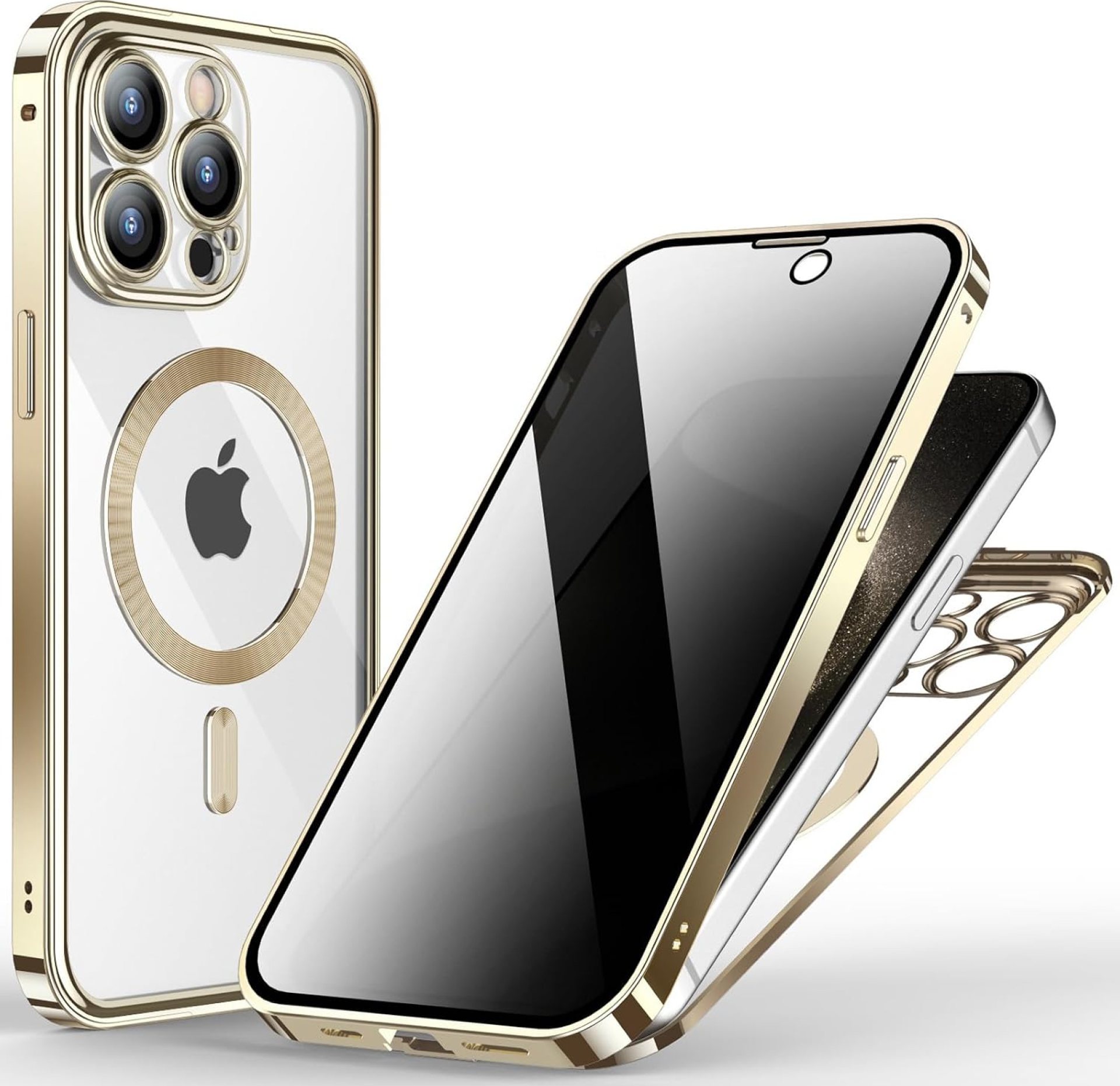 Screen Protector Privacy Case for iPhone 13 Pro Max/13 Pro/13, Front and Back Protection Aluminum Alloy Frame with Camera Lens Protector,Gold,13 Pro Screen Protector Privacy Case for iPhone 13 Pro Max/13 Pro/13, Front and Back Protection Aluminum Alloy Frame with Camera Lens Protector,Gold,13 Pro