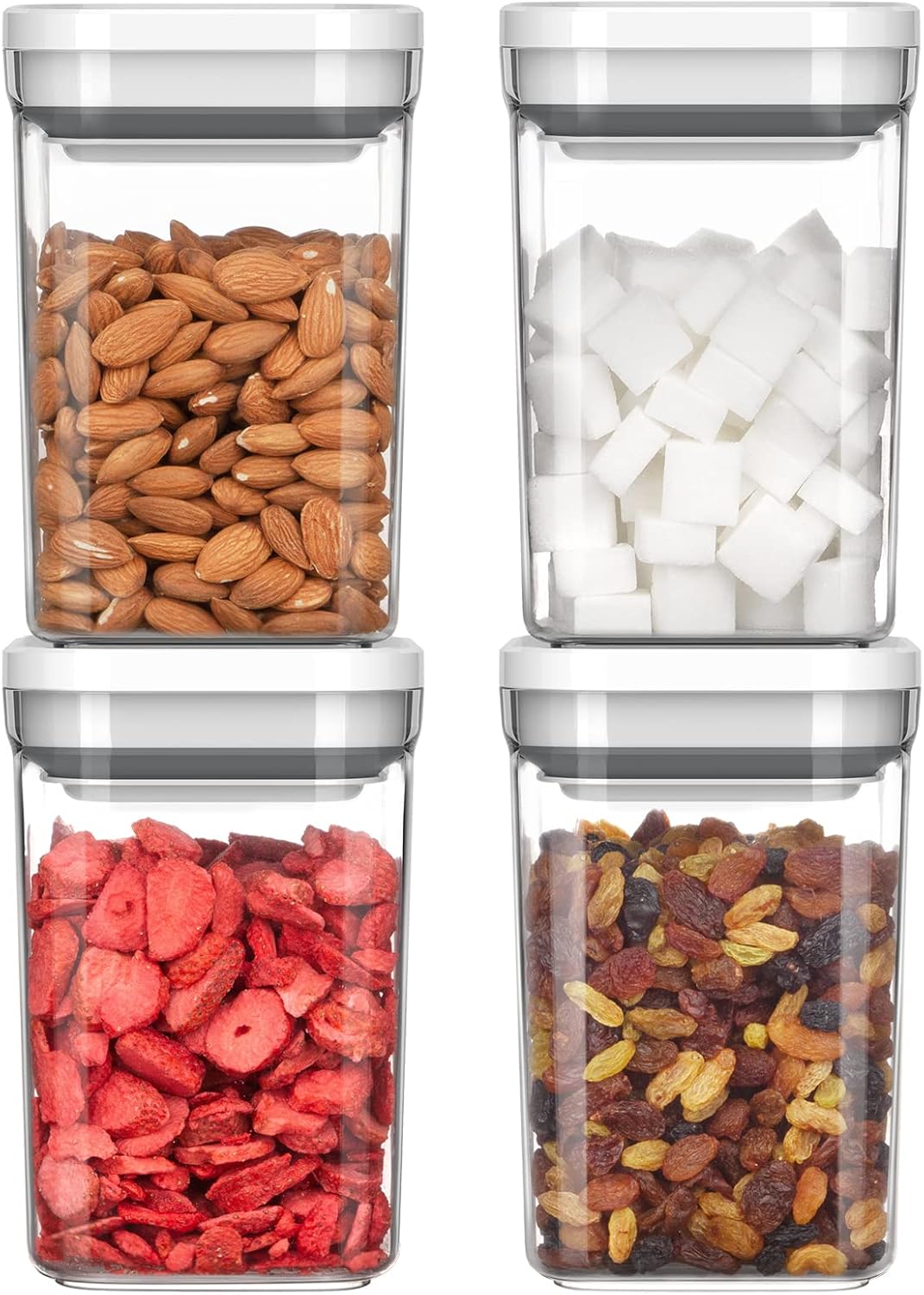 MR.SIGA 4 Pack Airtight Food Storage Container Set, BPA Free Kitchen Pantry Organization Canisters with One-handed Leak Proof Lids, 1L / 33.8oz, Medium, White MR.SIGA 4 Pack Airtight Food Storage Container Set, BPA Free Kitchen Pantry Organization Canisters with One-handed Leak Proof Lids, 1L / 33.8oz, Medium, White