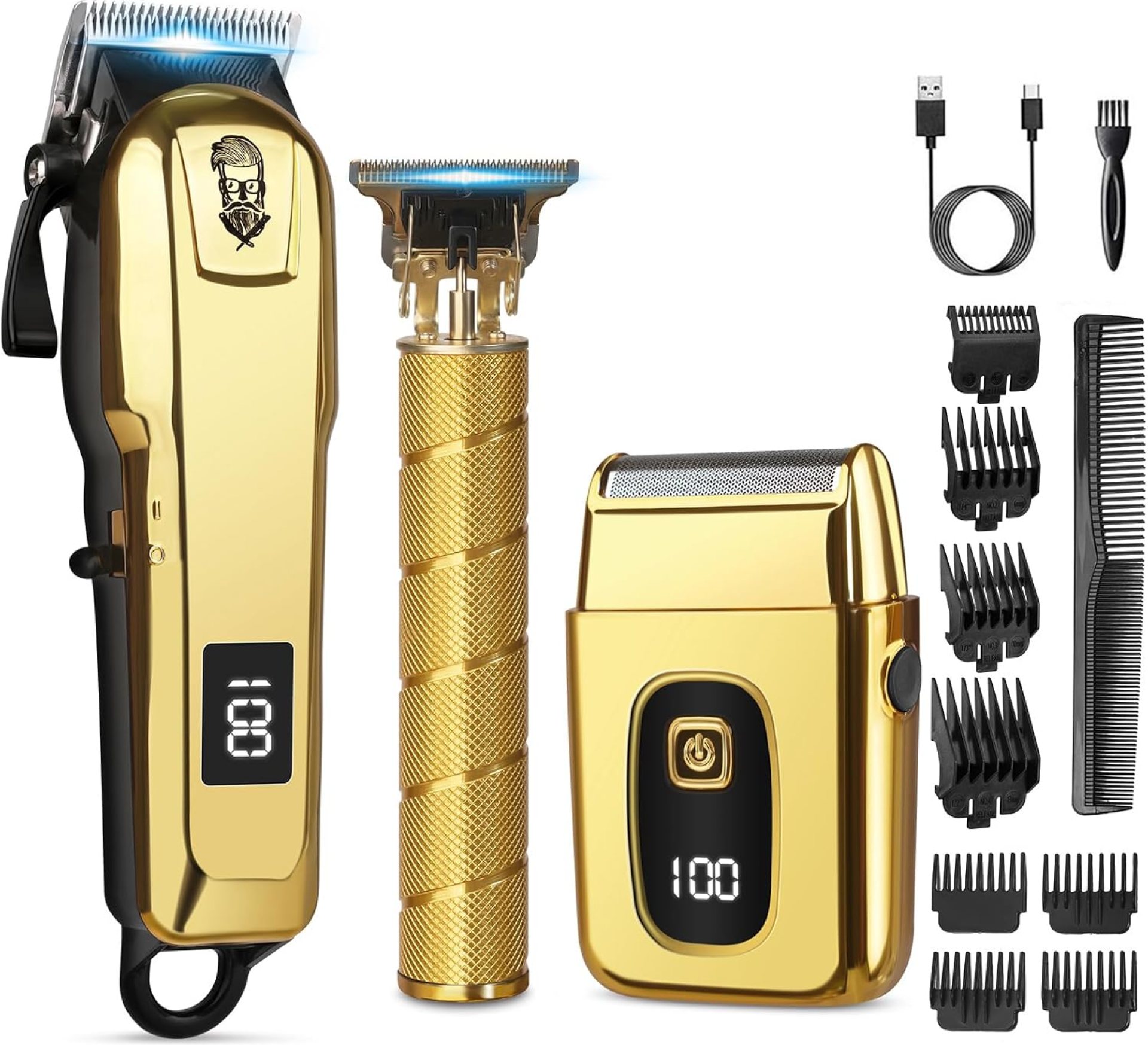 Hair Clippers for Men, Beard Trimmer and Electric Shaver Set, Professional Rechargeable Cordless Barber Hair Cutting Tools Grooming Kit Hair Clippers for Men, Beard Trimmer and Electric Shaver Set, Professional Rechargeable Cordless Barber Hair Cutting Tools Grooming Kit