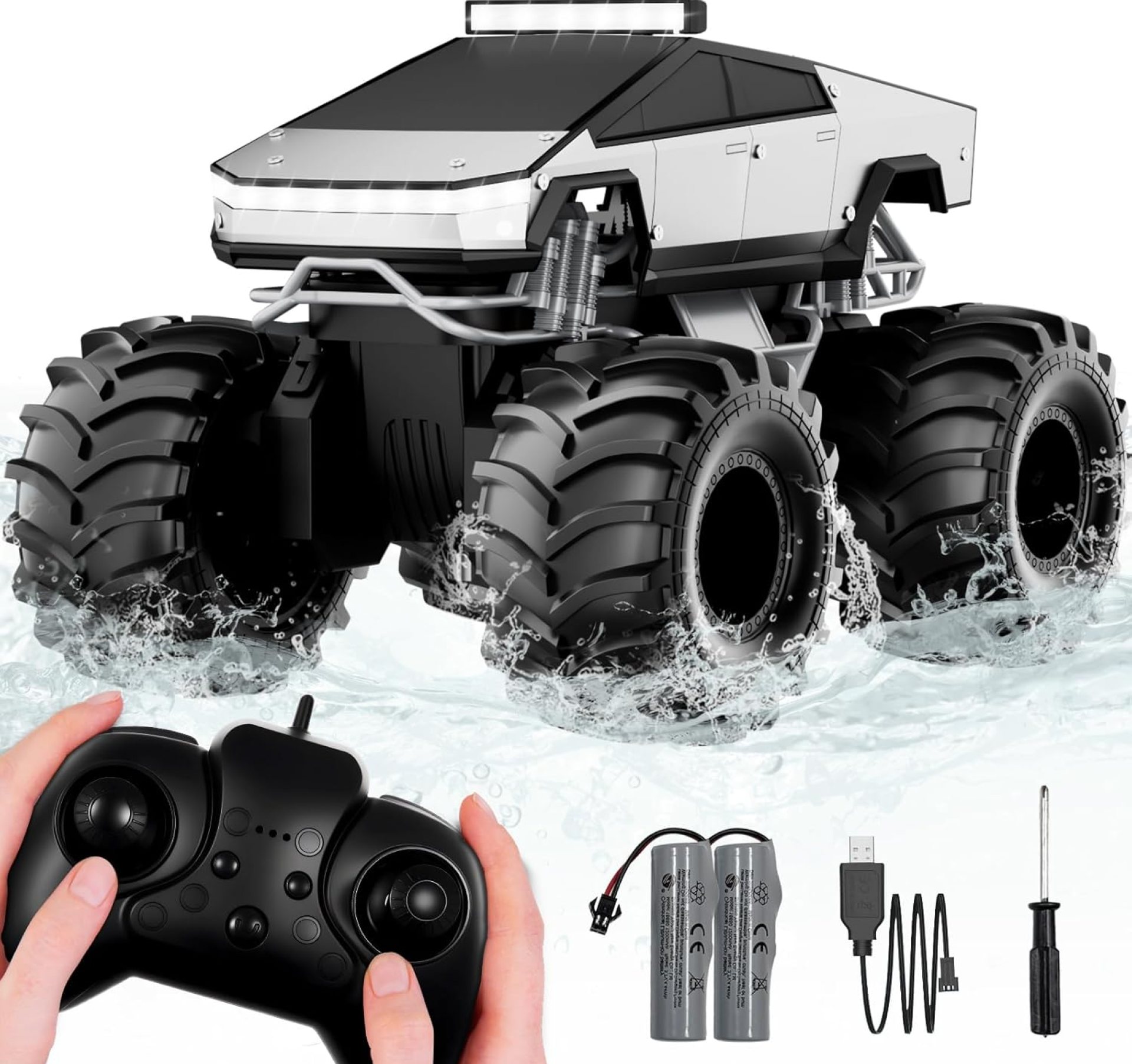 Remote Control Car, 1:18 Amphibious Waterproof RC Cars, 4WD All Terrain Offroad RC Truck, 2.4GHz Loadable Cyber Truck, 360°in-Situ Rotating Monster Trucks Toys for Boys Hobby Gifts Age 6 7 8 9 10-13+ Remote Control Car, 1:18 Amphibious Waterproof RC Cars, 4WD All Terrain Offroad RC Truck, 2.4GHz Loadable Cyber Truck, 360°in-Situ Rotating Monster Trucks Toys for Boys Hobby Gifts Age 6 7 8 9 10-13+