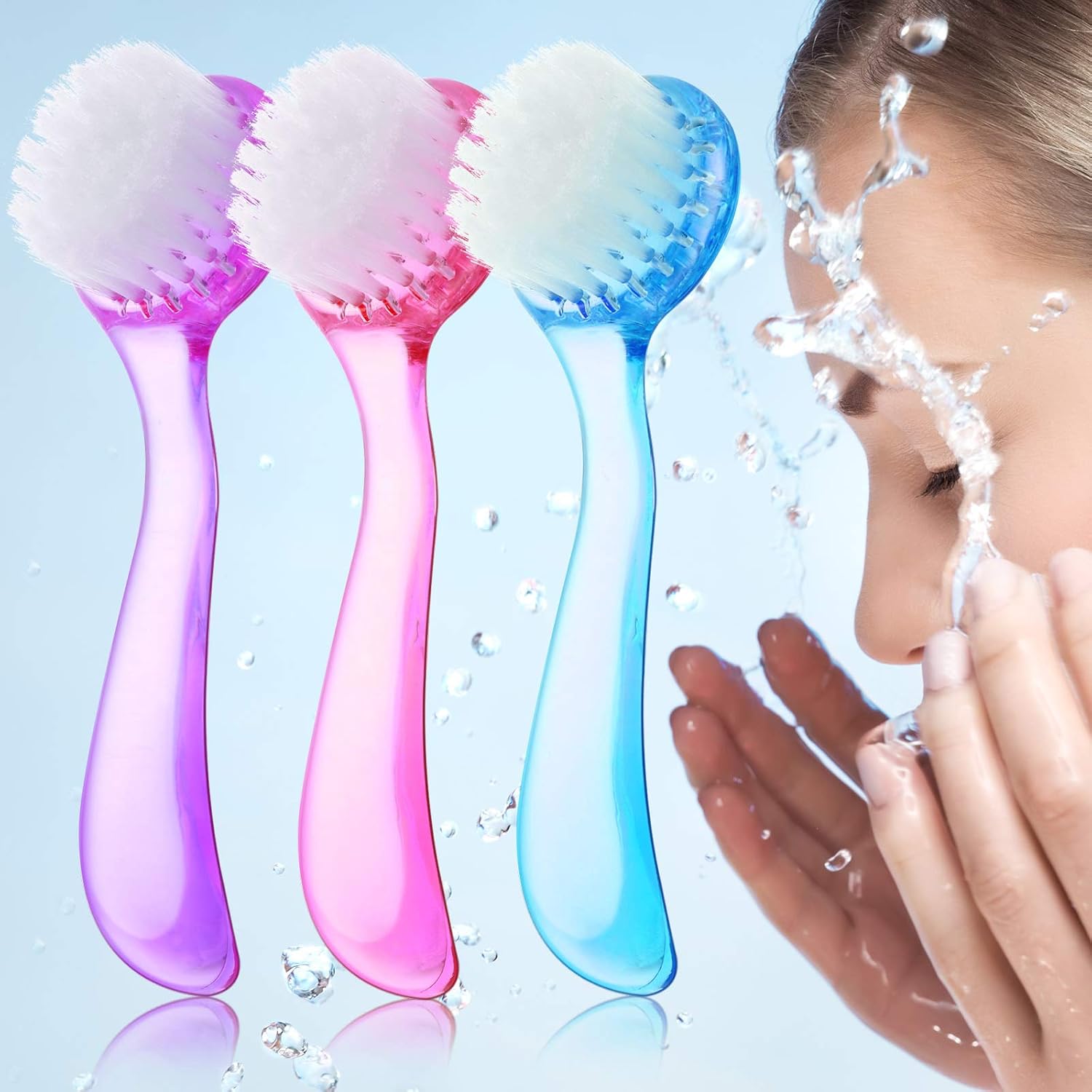 3 Pieces Facial Cleansing Brush Acrylic Handle Face Scrubbers Soft Bristle Exfoliator Cleaner Brush Scrub Exfoliating Facial Scrubber for Face Care Makeup Skincare Removal(Pink, Purple, Blue) 3 Pieces Facial Cleansing Brush Acrylic Handle Face Scrubbers Soft Bristle Exfoliator Cleaner Brush Scrub Exfoliating Facial Scrubber for Face Care Makeup Skincare Removal(Pink, Purple, Blue)