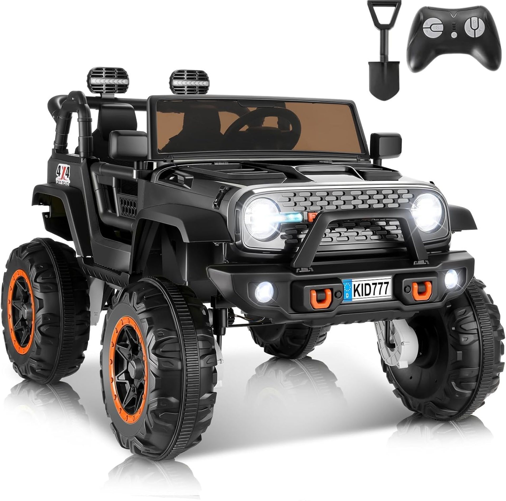 Hikole 24V Electric Ride on Truck, 2 Seater Battery Powered Truck with 20″ Wide Seat, 4x100W Powerful Wheels, Music, Remote Control, LED Lights, Ride on Car for Big Kids Boys 4-8, Black Hikole 24V Electric Ride on Truck, 2 Seater Battery Powered Truck with 20″ Wide Seat, 4x100W Powerful Wheels, Music, Remote Control, LED Lights, Ride on Car for Big Kids Boys 4-8, Black