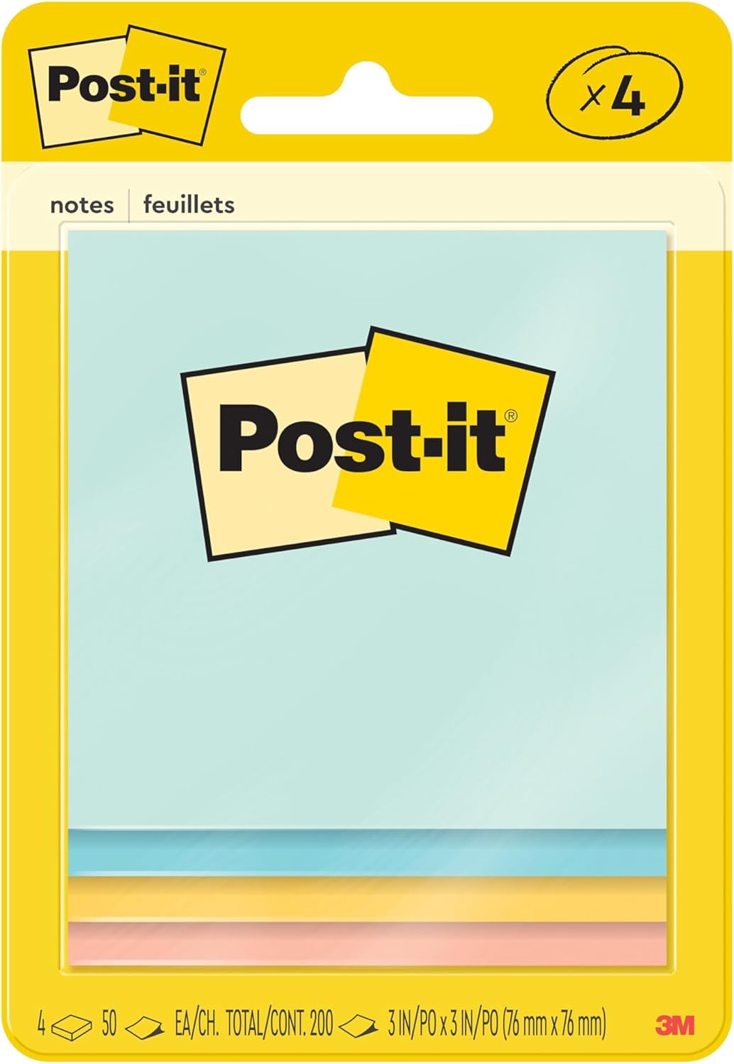 Post-it Notes, 3×3 in, 4 Pads, America’s #1 Favorite Sticky Notes, Beachside Café Collection, Pastel Colors (Pink, Mint, Yellow), Recyclable (5401) Post-it Notes, 3×3 in, 4 Pads, America’s #1 Favorite Sticky Notes, Beachside Café Collection, Pastel Colors (Pink, Mint, Yellow), Recyclable (5401)