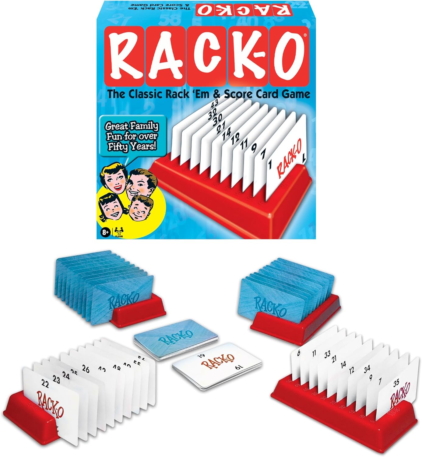 Rack-O Retro Game by Winning Moves Games USA, Classic Tabletop Game Enjoyed by Families Since the 1950’s! Ages 8+, 2-4 Players (6122) Rack-O Retro Game by Winning Moves Games USA, Classic Tabletop Game Enjoyed by Families Since the 1950’s! Ages 8+, 2-4 Players (6122)