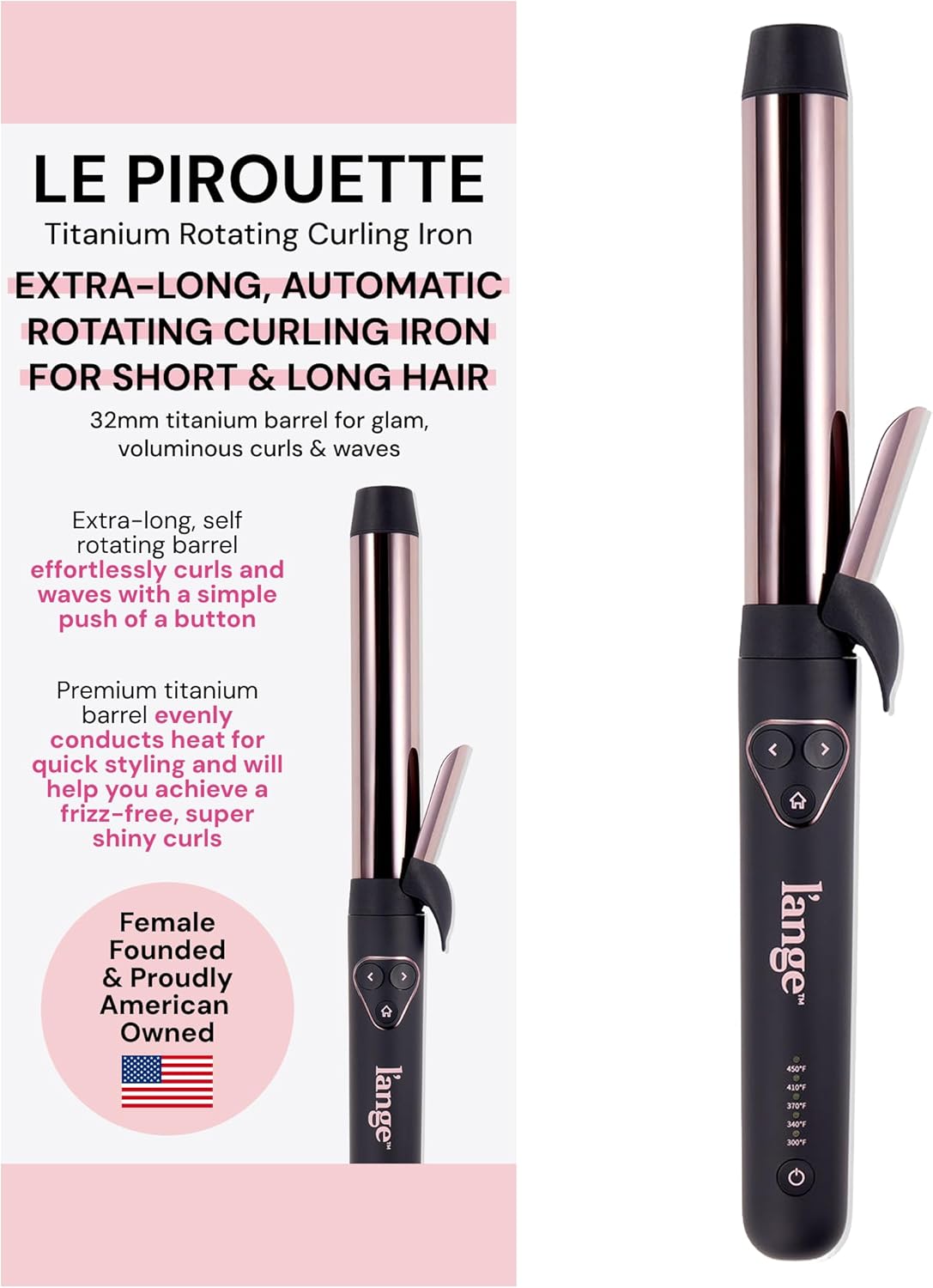 L’ANGE HAIR Le Pirouette 32MM Titanium Rotating Curling Iron Self-Rotating Curler | Curls and Waves for Beginners and Pros | Premium Titanium 1.25 Inch Barrel | Black L’ANGE HAIR Le Pirouette 32MM Titanium Rotating Curling Iron Self-Rotating Curler | Curls and Waves for Beginners and Pros | Premium Titanium 1.25 Inch Barrel | Black
