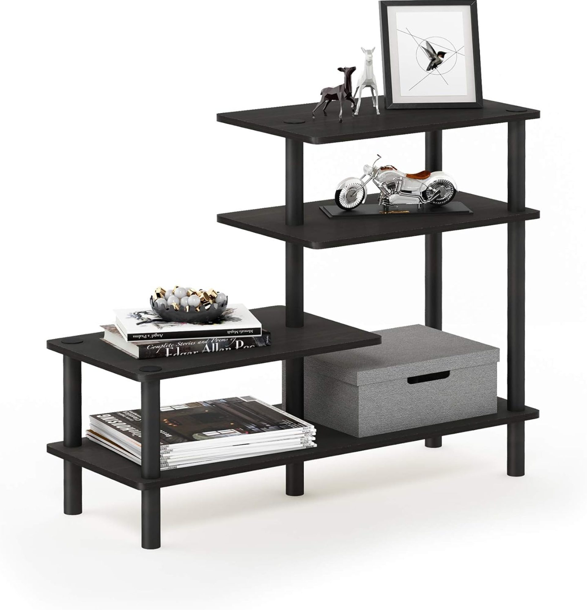 Furinno Turn-N-Tube 3-Tier Side Display Rack, Espresso/Black Furinno Turn-N-Tube 3-Tier Side Display Rack, Espresso/Black