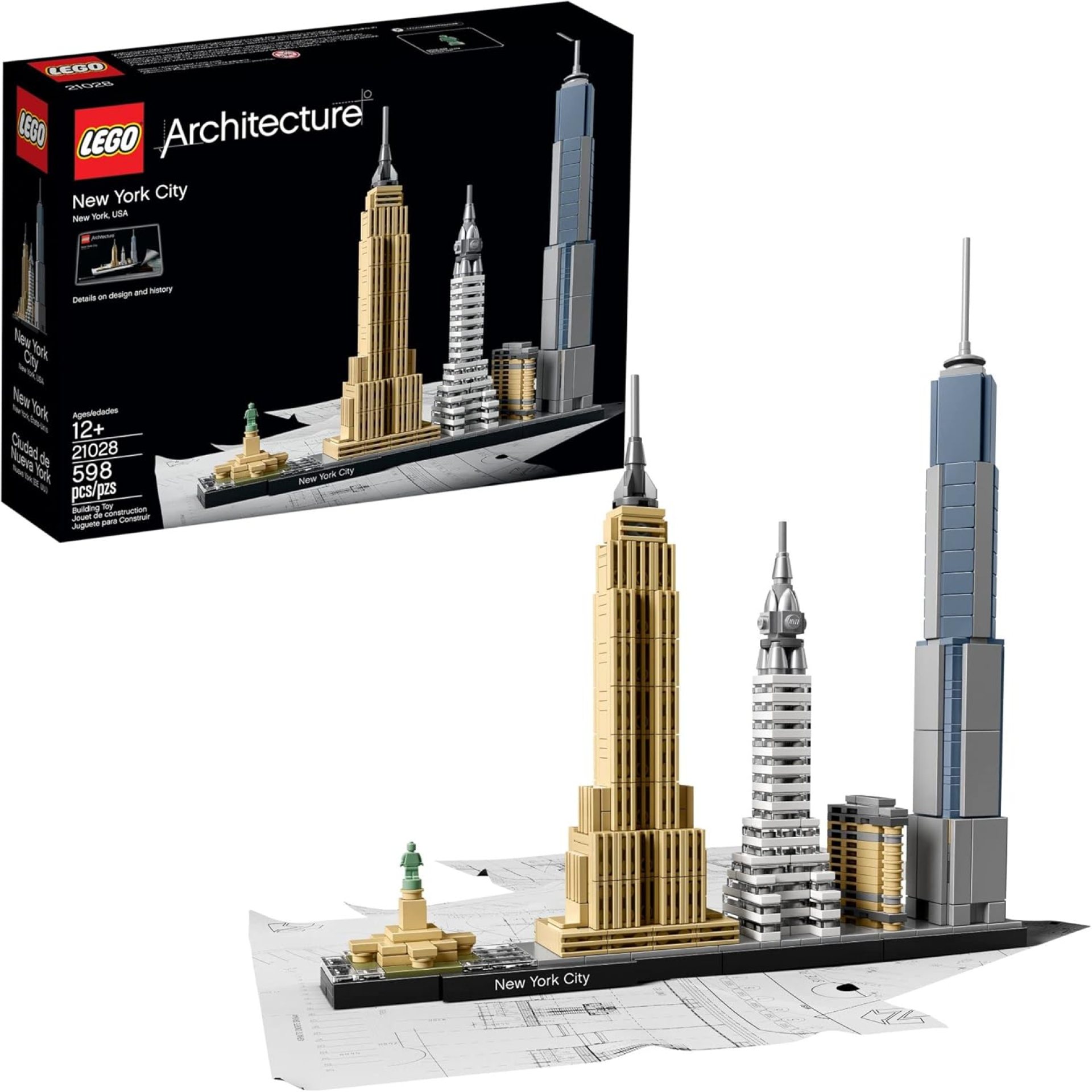 LEGO Architecture New York City Model Kit – Bedroom or Office Decor for Kids & Adults, Ages 12+ – Building Blocks to Display – NYC Gift & Souvenir Ideas – 21028 LEGO Architecture New York City Model Kit – Bedroom or Office Decor for Kids & Adults, Ages 12+ – Building Blocks to Display – NYC Gift & Souvenir Ideas – 21028