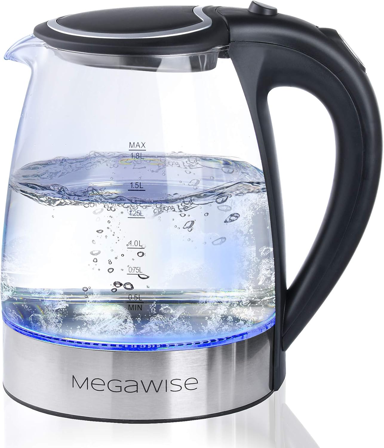 MEGAWISE 1.8L Healthy Electric Kettle, 1000W Borosilicate Glass Tea Kettle with Food Grade Material, Auto Shut-Off and Boil-Dry Protection Cordless Kettle Fast Boiling, BPA Free MEGAWISE 1.8L Healthy Electric Kettle, 1000W Borosilicate Glass Tea Kettle with Food Grade Material, Auto Shut-Off and Boil-Dry Protection Cordless Kettle Fast Boiling, BPA Free