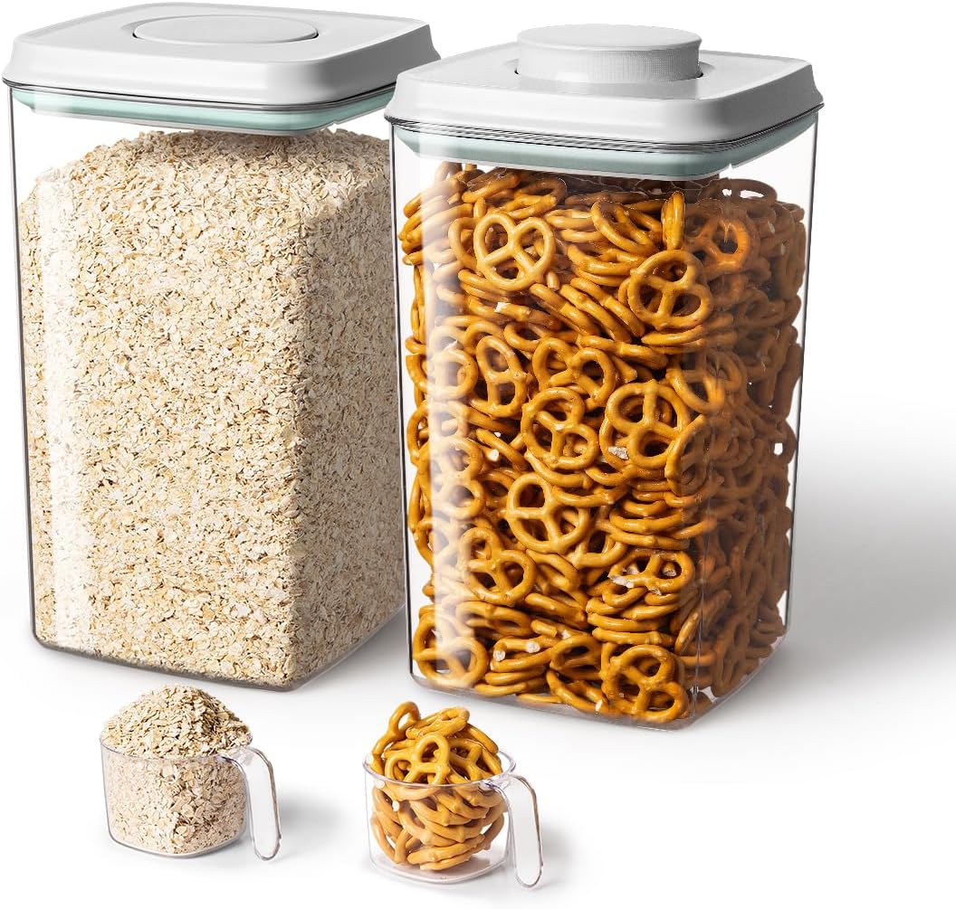 Ankou Airtight Food Storage Container with Pop Lid & 130ml Scoop, 4L/4.2qt *2 BPA-Free Cereal, Rice, Flour, Pasta & Snack Container, Stackable & Durable,Kitchen Pantry Organizer Ankou Airtight Food Storage Container with Pop Lid & 130ml Scoop, 4L/4.2qt *2 BPA-Free Cereal, Rice, Flour, Pasta & Snack Container, Stackable & Durable,Kitchen Pantry Organizer