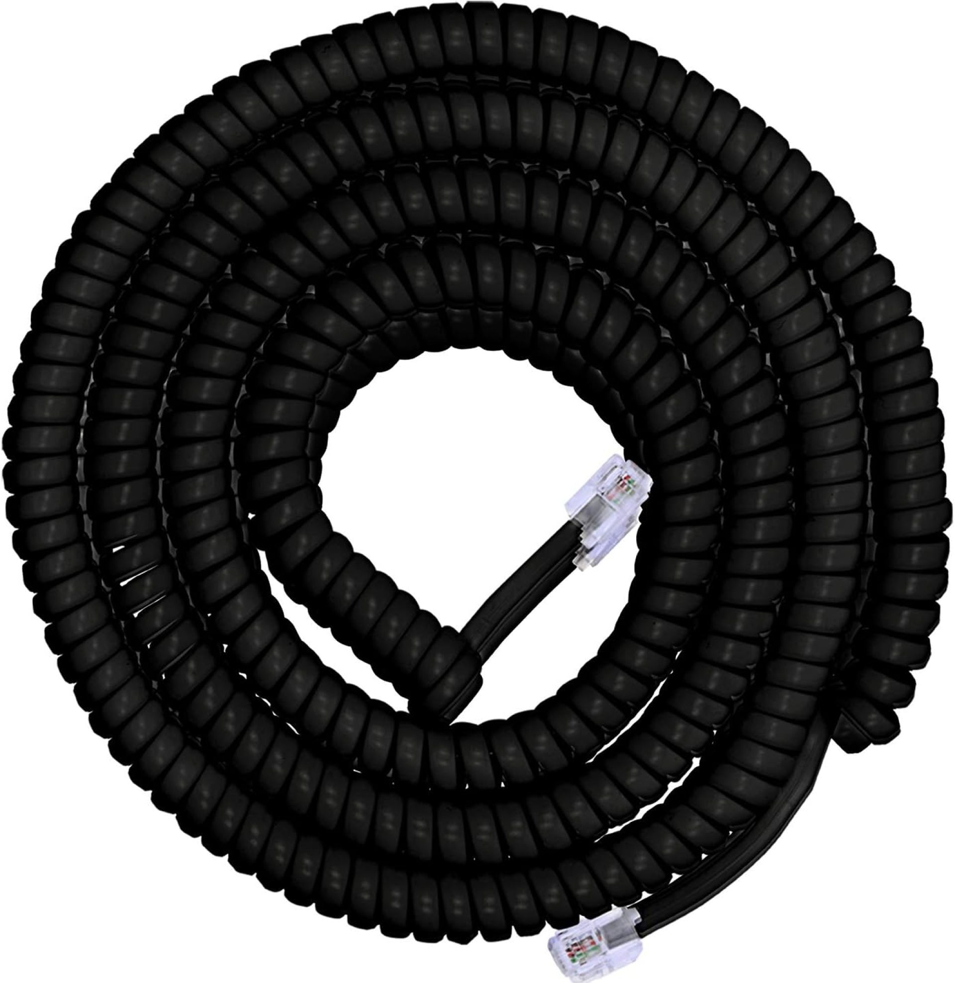 Power Gear Coiled Telephone Cord, 4 Feet Coiled, 25 Feet Uncoiled, Phone Cord works with All Corded Landline Phones, For Use in Home or Office, Black, 76139 Power Gear Coiled Telephone Cord, 4 Feet Coiled, 25 Feet Uncoiled, Phone Cord works with All Corded Landline Phones, For Use in Home or Office, Black, 76139