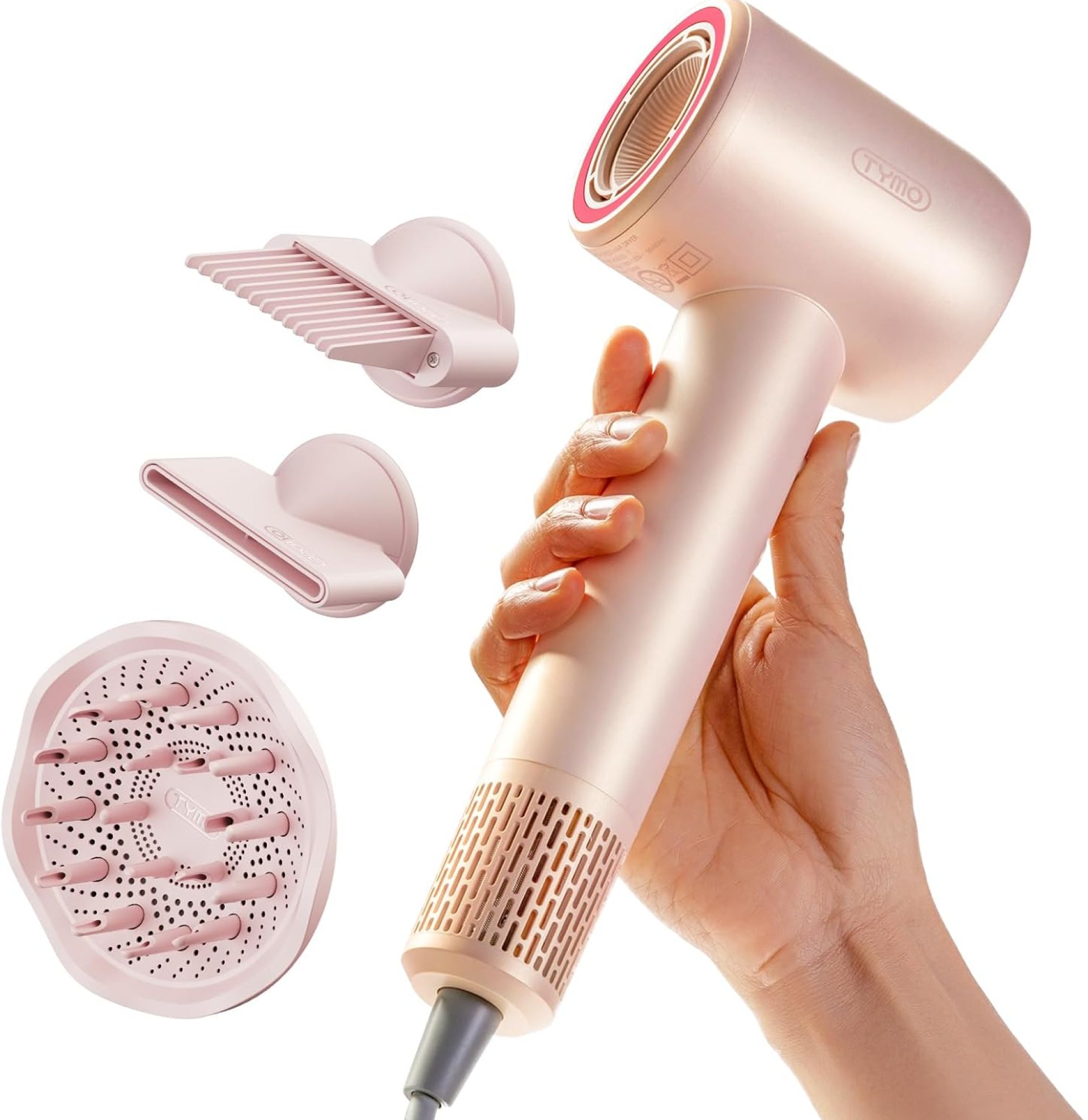 Hair Dryer with Diffuser, TYMO AIRHYPE 200 Million lonic Blow Dryer with Comb, Fast Dry Hairdryer for Women 110,000RPM Professional Portable hairdryer Mini Blow Dryer, 4 Temps & 2 Speeds, Pink Hair Dryer with Diffuser, TYMO AIRHYPE 200 Million lonic Blow Dryer with Comb, Fast Dry Hairdryer for Women 110,000RPM Professional Portable hairdryer Mini Blow Dryer, 4 Temps & 2 Speeds, Pink