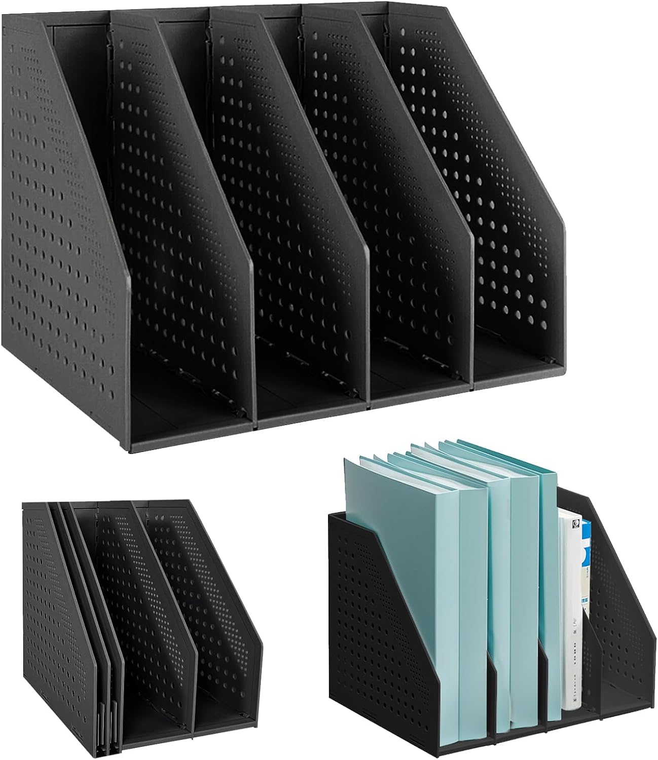 SAYEEC Collapsible Magazine File Holder with 4 Compartment Plastic Binder Folder for Desk Hollow Documents Foldable Organizer Desktop Files Cabinet Shelf Frames Divider Rack Display and Storage SAYEEC Collapsible Magazine File Holder with 4 Compartment Plastic Binder Folder for Desk Hollow Documents Foldable Organizer Desktop Files Cabinet Shelf Frames Divider Rack Display and Storage