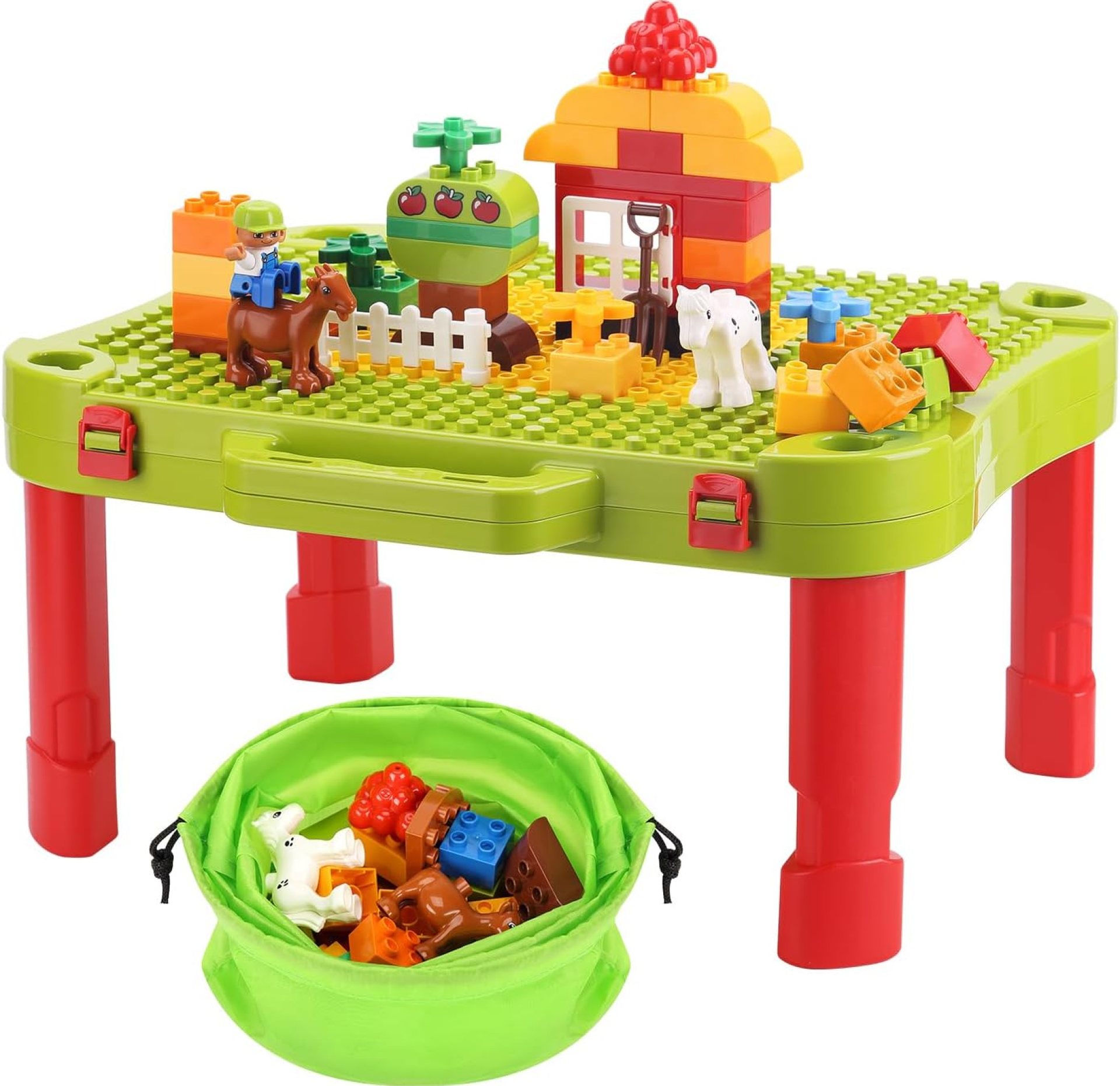 3 in 1 Kids Activity Table, Kids Play Table Set with 42 Blocks, Building Blocks Kit Compatible with Mega Blocks and Lego Duplo, Foldable Activity Desk, Play Board, and Toy Storage for Toddlers 3 in 1 Kids Activity Table, Kids Play Table Set with 42 Blocks, Building Blocks Kit Compatible with Mega Blocks and Lego Duplo, Foldable Activity Desk, Play Board, and Toy Storage for Toddlers