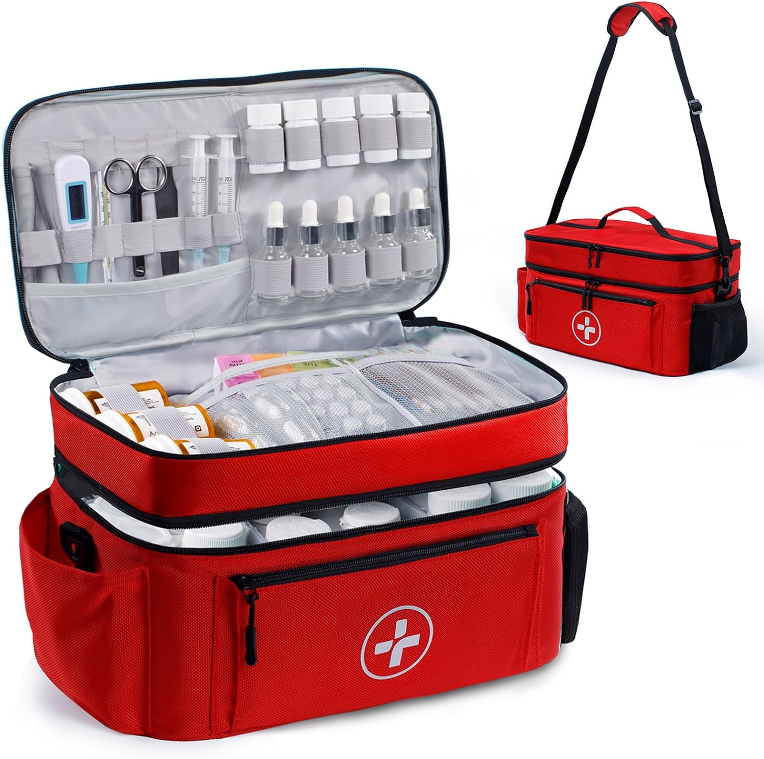 BAGSFY Travel Medicine Bag Organizer, Medical Bag Empty, Pill Bottle Organizer for Home, Large Medication Storage, Travel Carrying Case First Aid Kit Bags Empty, Emergency Kit. BAGSFY Travel Medicine Bag Organizer, Medical Bag Empty, Pill Bottle Organizer for Home, Large Medication Storage, Travel Carrying Case First Aid Kit Bags Empty, Emergency Kit.