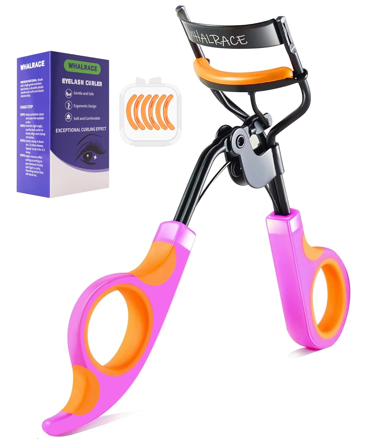 Eyelash Curlers with 6PCS Extra Replacement Pads, Premium Quality Eye Lash Curler, Superior Curling Effect, Easy to Hold and Use, Mother’s Day Gifts for Her – Orange Purple Handle Eyelash Curlers with 6PCS Extra Replacement Pads, Premium Quality Eye Lash Curler, Superior Curling Effect, Easy to Hold and Use, Mother’s Day Gifts for Her – Orange Purple Handle