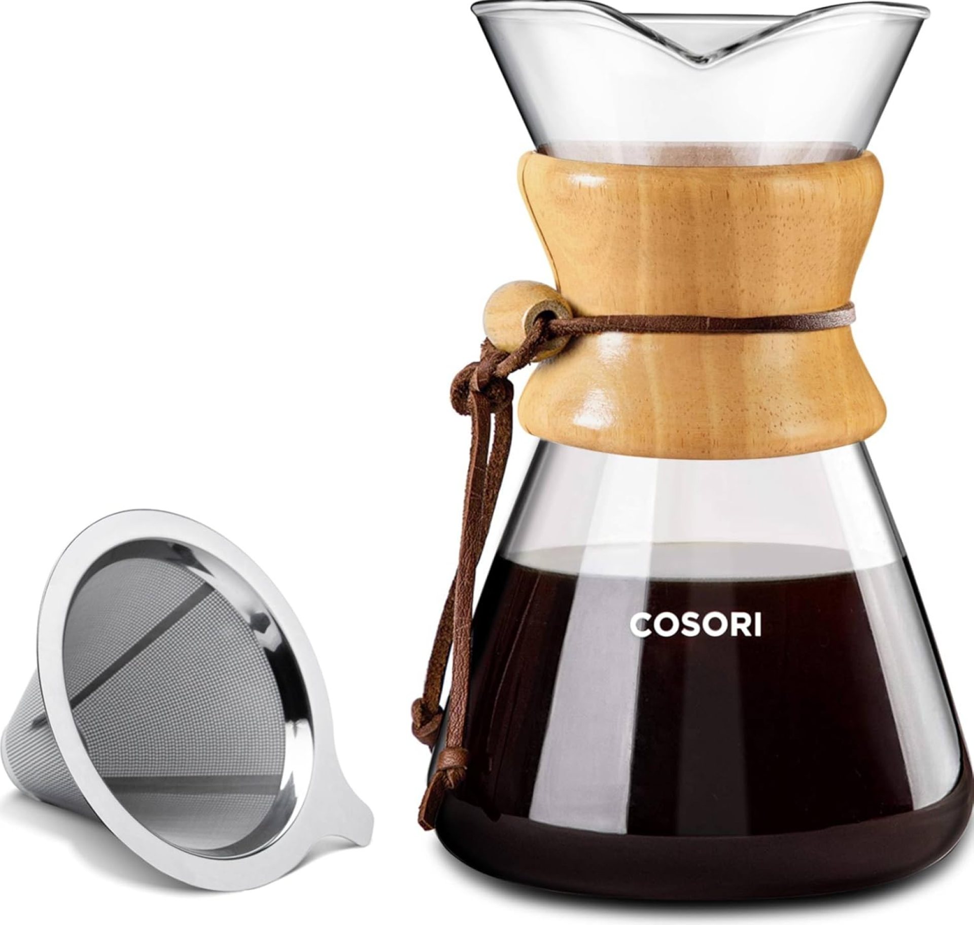 COSORI Pour Over Coffee Maker with Double Layer Stainless Steel Filter, 8-Cup, 34oz, Drip Coffee Maker, Coffee Dripper Brewer, High Heat Resistant Carafe, also for Camping, Hiking COSORI Pour Over Coffee Maker with Double Layer Stainless Steel Filter, 8-Cup, 34oz, Drip Coffee Maker, Coffee Dripper Brewer, High Heat Resistant Carafe, also for Camping, Hiking