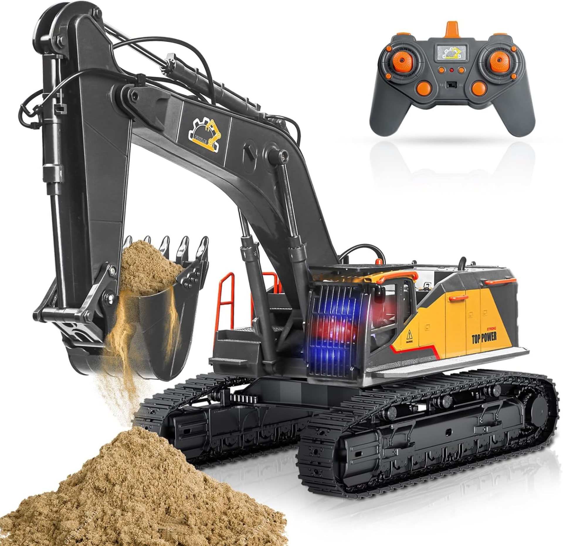 Rc Excavator Metal Shovel, Independent Arms Remote Control Construction Vehicles 2.4GHz 22 Channel with Lights Sounds, 1/14 Scale Rc Digger Toys Gifts for Boys Adults Rc Excavator Metal Shovel, Independent Arms Remote Control Construction Vehicles 2.4GHz 22 Channel with Lights Sounds, 1/14 Scale Rc Digger Toys Gifts for Boys Adults