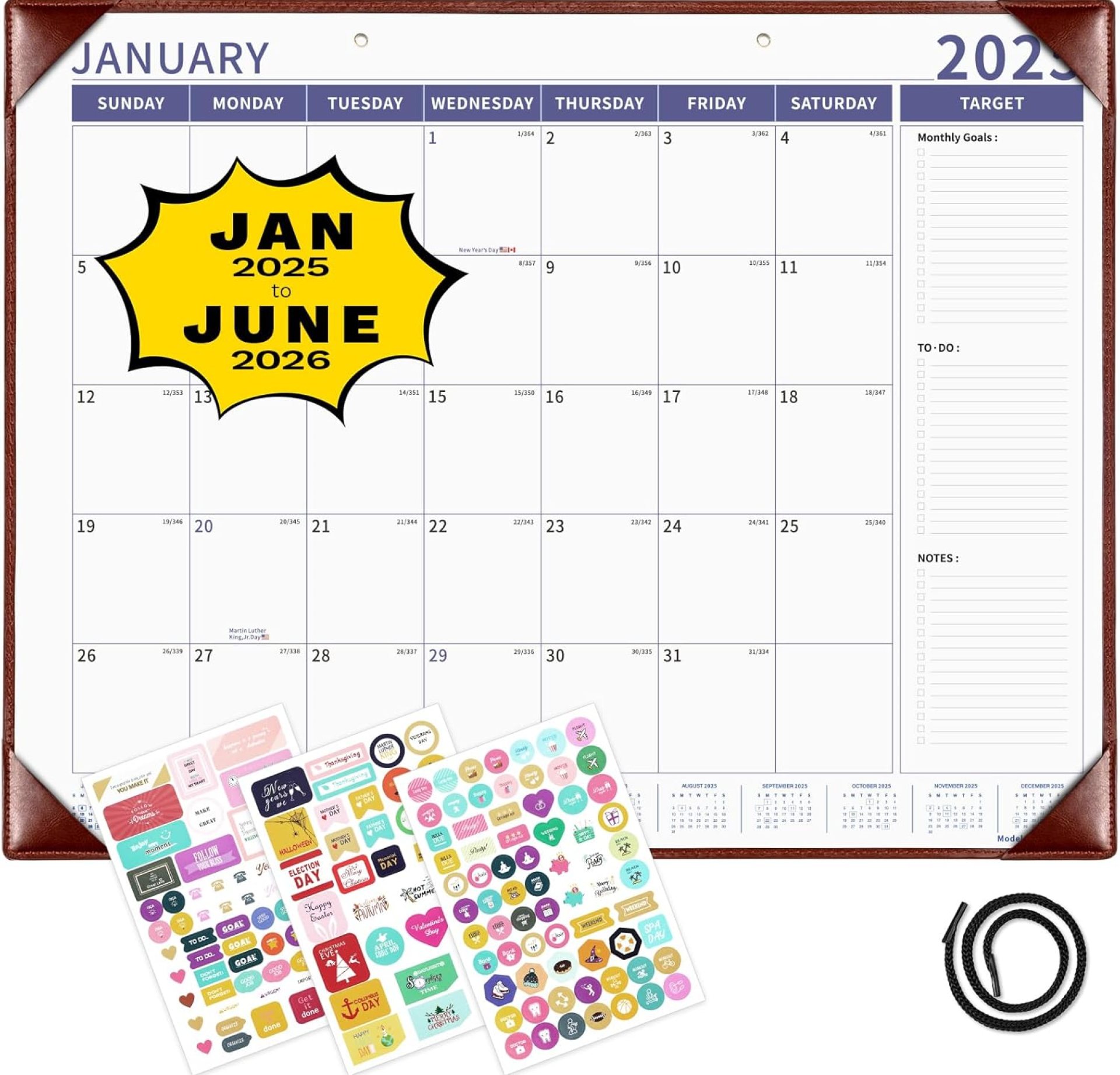 Ospelelf Desk Calendar 2025-2026 Large Wall Calendar with Plastic Cover 22″x17″ Planner Pad Runs from January 2025 to June 2026 Brown Ospelelf Desk Calendar 2025-2026 Large Wall Calendar with Plastic Cover 22″x17″ Planner Pad Runs from January 2025 to June 2026 Brown