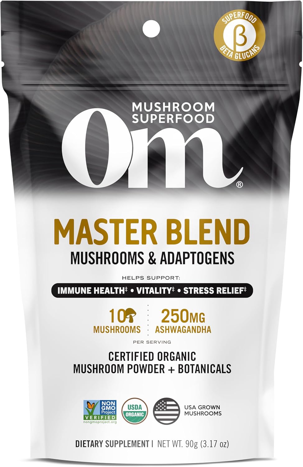 Om Mushroom Master Blend, Organic 10 Mushroom Complex & Adaptogens Powder, Reishi & Lions Mane – 3.17 oz Om Mushroom Master Blend, Organic 10 Mushroom Complex & Adaptogens Powder, Reishi & Lions Mane – 3.17 oz