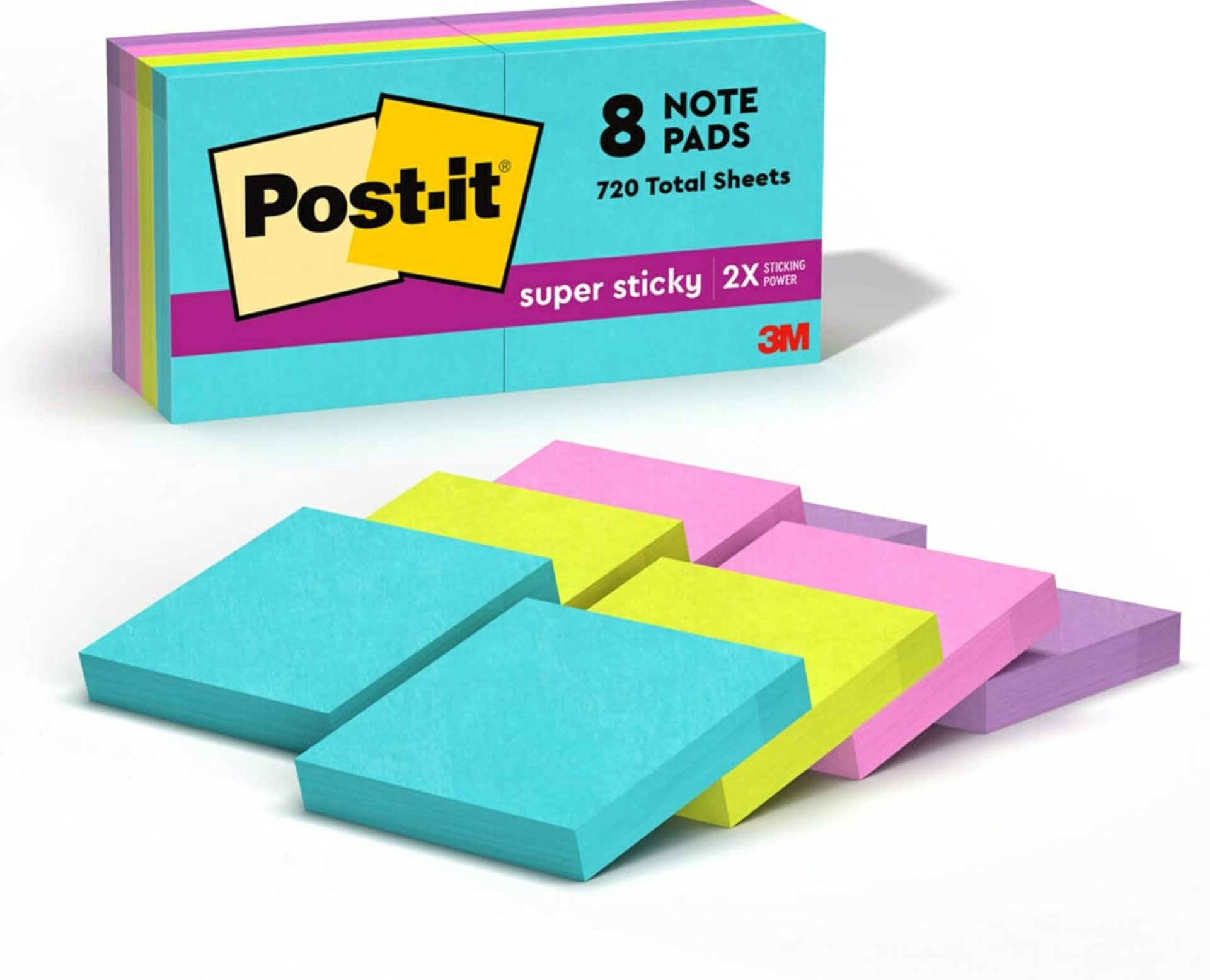 Post-it Super Sticky Notes, 8 Sticky Note Pads, 1.875 x 1.875 in., School Supplies, Office Products, 2X The Sticking Power, Supernova Neons Collection Post-it Super Sticky Notes, 8 Sticky Note Pads, 1.875 x 1.875 in., School Supplies, Office Products, 2X The Sticking Power, Supernova Neons Collection