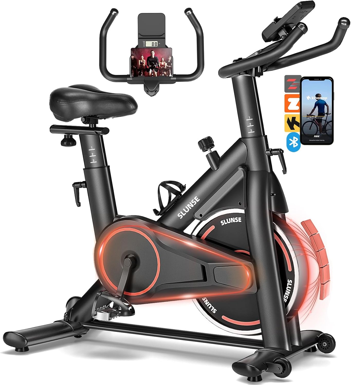 Exercise Bike, Adjustable Magnetic Resistance Stationary Bikes for Home with App Compatible, Quiet Indoor Cycling Bike with 350lbs Weight Capacity Comfortable Seat, Digital Monitor & Phone Mount Exercise Bike, Adjustable Magnetic Resistance Stationary Bikes for Home with App Compatible, Quiet Indoor Cycling Bike with 350lbs Weight Capacity Comfortable Seat, Digital Monitor & Phone Mount
