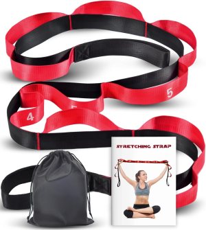 Stretching Strap with 10 Loops-Yoga Strap for Physical Therapy,Home Workout,Pilate & Flexibility Training,Non Elastic Exercise Stretch Band for Hamstring,Leg Stretcher Belt,Flexibility Fascia