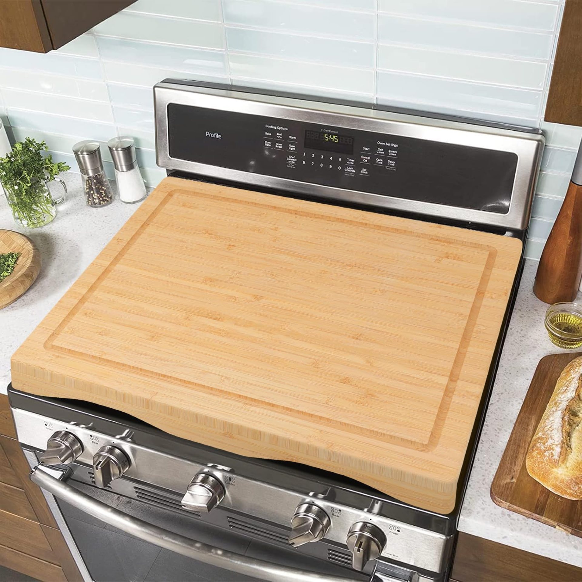 Stove Cover Board for Gas Stovetop – Raised Cutting Board with Legs and Juice Grooves, Adjustable Noodle Board Stove Cover for RV Stove Top (29.52″x21.65″) Stove Cover Board for Gas Stovetop – Raised Cutting Board with Legs and Juice Grooves, Adjustable Noodle Board Stove Cover for RV Stove Top (29.52″x21.65″)