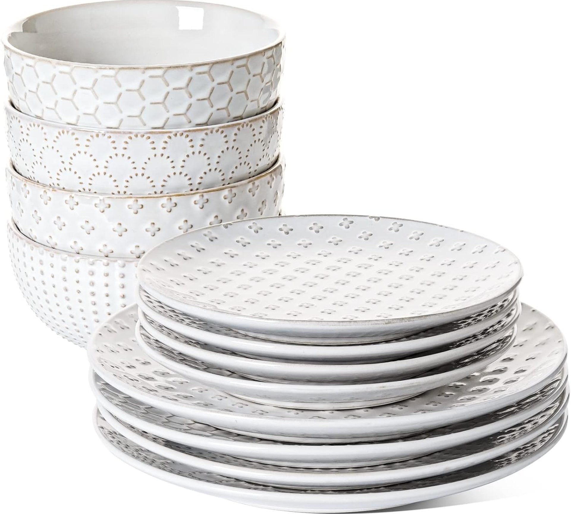 LE TAUCI Dinnerware Sets 12 PCS, Ceramic Plates and Bowls Set, Suit For Housewarming (10″ Dinner Plate + 8″ Salad Dish + 26 oz Cereal Bowl) x 4, Oven safe – Arctic White LE TAUCI Dinnerware Sets 12 PCS, Ceramic Plates and Bowls Set, Suit For Housewarming (10″ Dinner Plate + 8″ Salad Dish + 26 oz Cereal Bowl) x 4, Oven safe – Arctic White