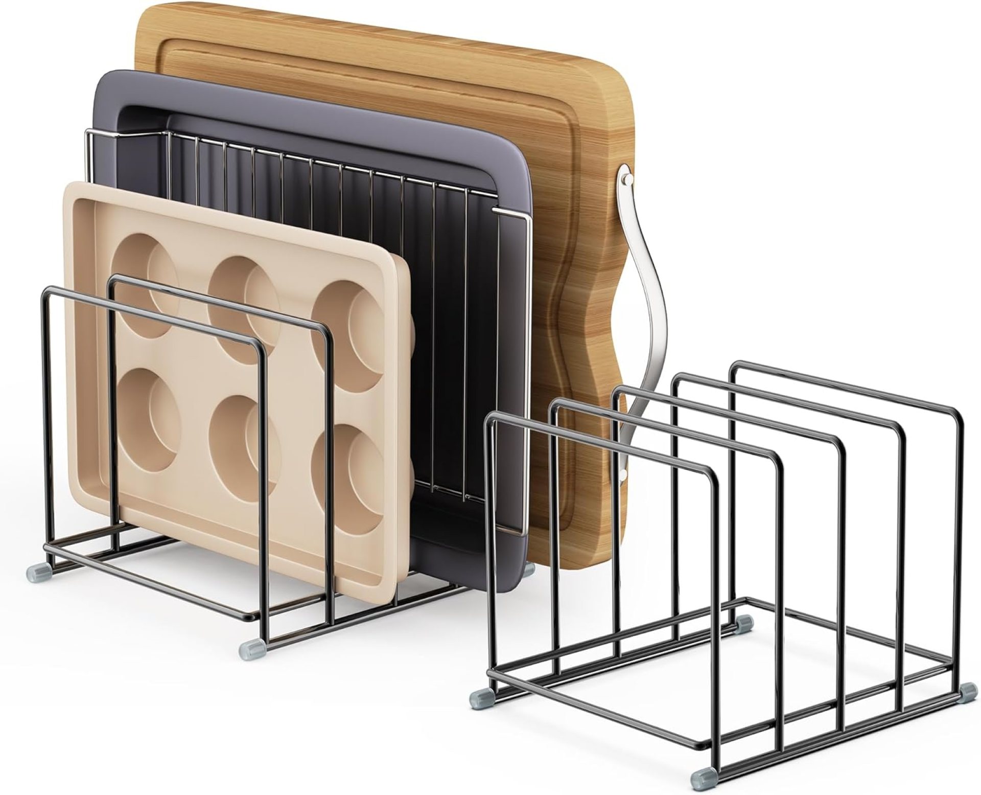 Cutting Board Organizer-1.6in Wide Kitchen Cutting Board Holder Stand for Pan,Baking Sheets,Cookie Sheets with 4 Slots,Baking Sheet Oragnizer(2PC-Large) Cutting Board Organizer-1.6in Wide Kitchen Cutting Board Holder Stand for Pan,Baking Sheets,Cookie Sheets with 4 Slots,Baking Sheet Oragnizer(2PC-Large)