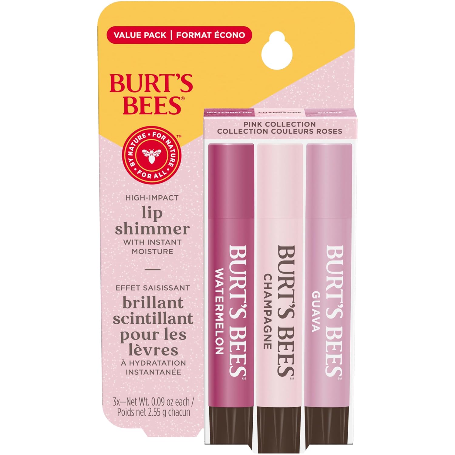 Burt’s Bees Lip Shimmer Pink Collection, Tinted Lip Balm Stick, Moisturizing for All Day Hydration with Natural Glowy Pigmented Finish & Buildable Color, 3 Shades; Value Pack, 3 Tubes x 0.09 Oz Burt’s Bees Lip Shimmer Pink Collection, Tinted Lip Balm Stick, Moisturizing for All Day Hydration with Natural Glowy Pigmented Finish & Buildable Color, 3 Shades; Value Pack, 3 Tubes x 0.09 Oz