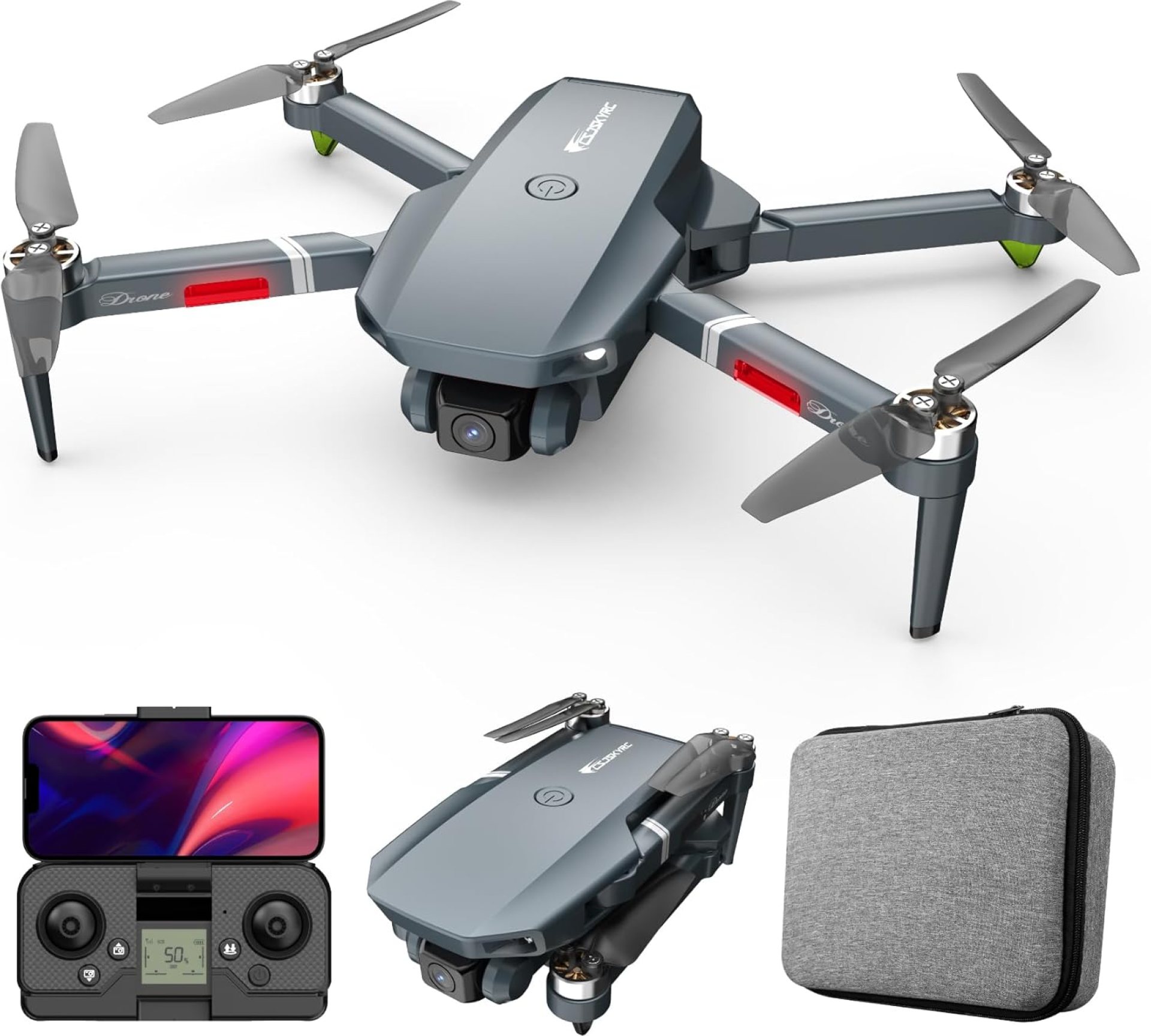 FPV Drone with 2 Camera for Adults, Foldable WIFI RC Quadcopter Remote Control Airplanes Kit with 2 Batteries,Advanced Brushless Motors, Long Range Video Transmission, 3D Flip, Auto Return Home,APP Control (Gray) FPV Drone with 2 Camera for Adults, Foldable WIFI RC Quadcopter Remote Control Airplanes Kit with 2 Batteries,Advanced Brushless Motors, Long Range Video Transmission, 3D Flip, Auto Return Home,APP Control (Gray)
