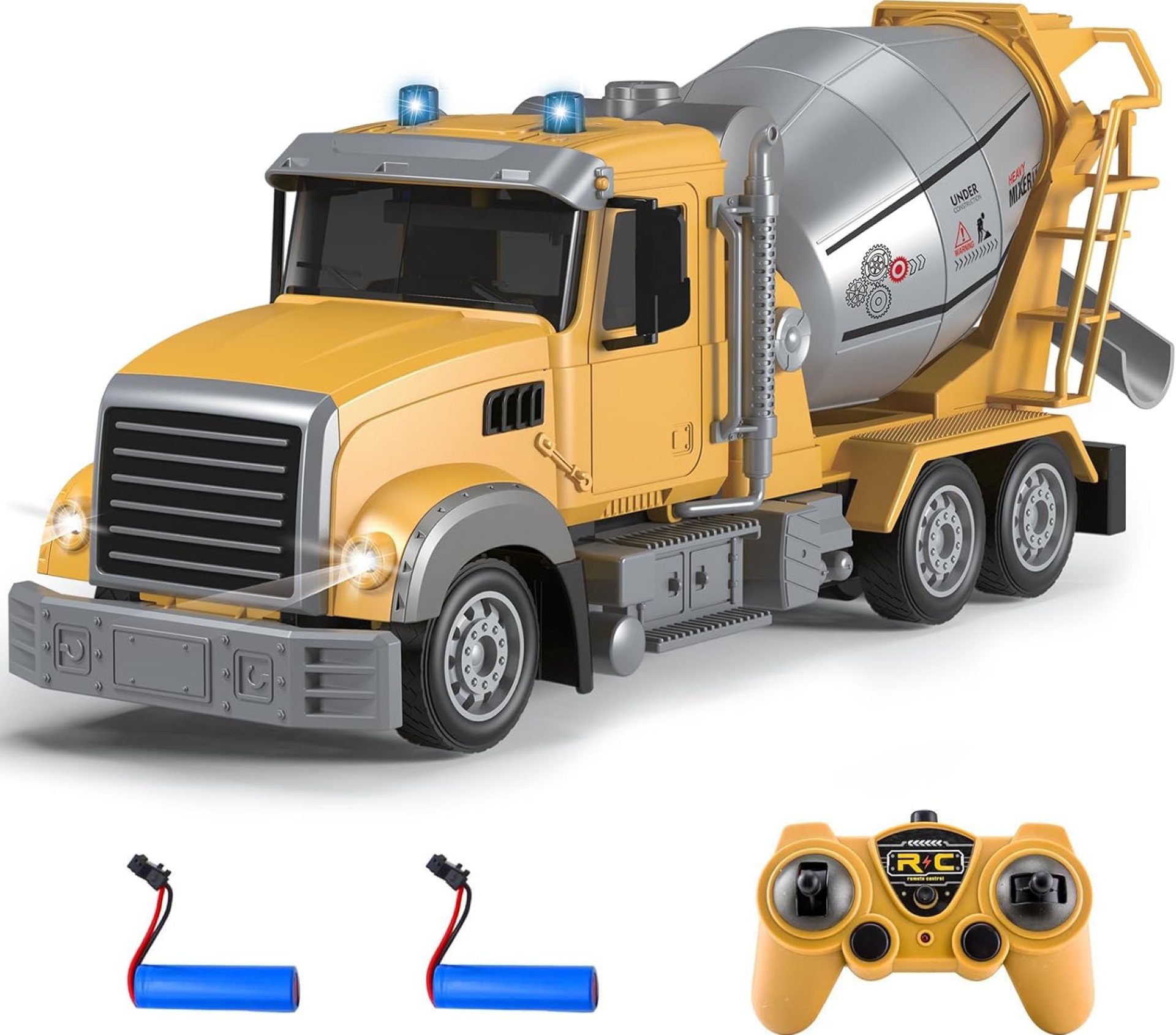 Fistone RC Cement Mixer Toy, 6 Channel Truck With Lights, 1:24 Electric 360 Degree Stirring Vehicle, Rechargeable Construction Truck for Kids Fistone RC Cement Mixer Toy, 6 Channel Truck With Lights, 1:24 Electric 360 Degree Stirring Vehicle, Rechargeable Construction Truck for Kids
