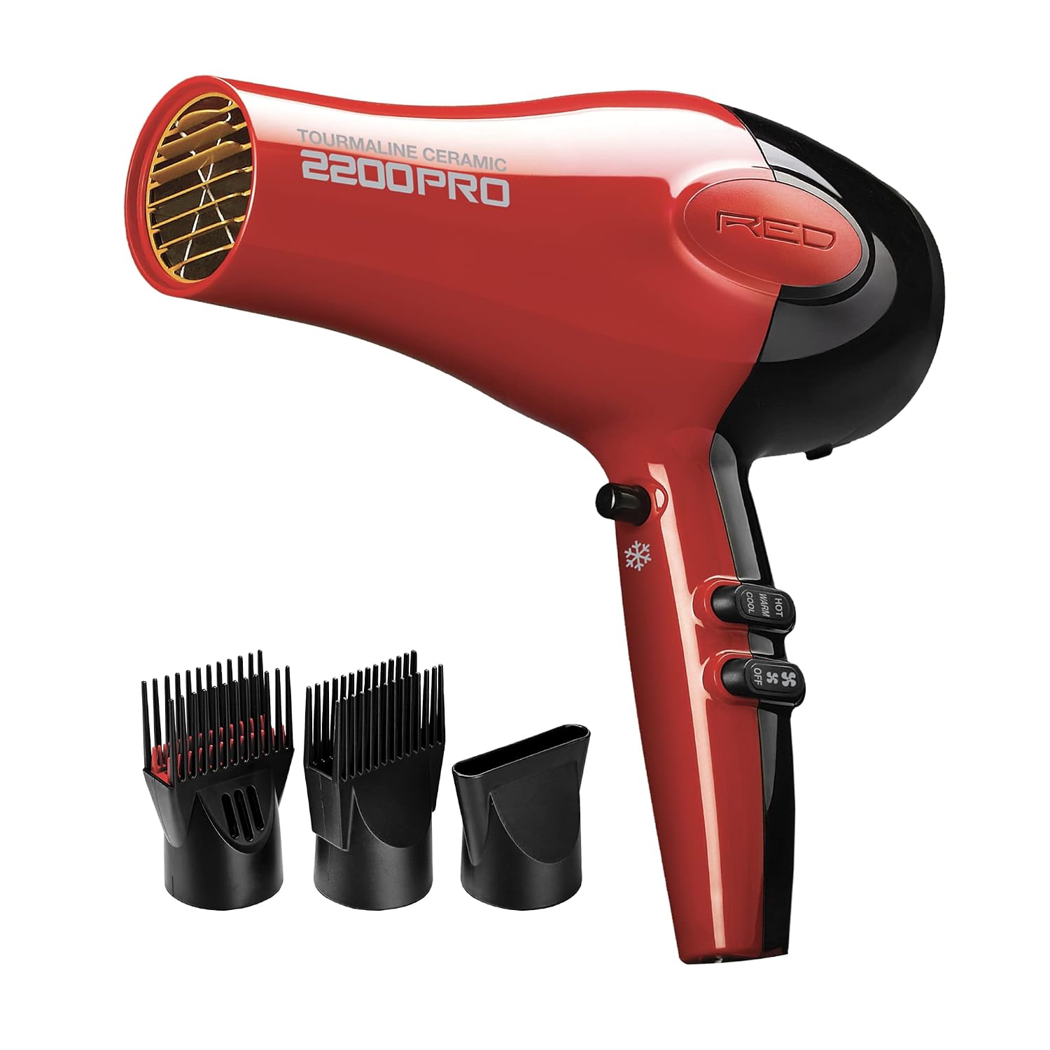 RED by Kiss Tourmaline Ceramic 2200W PRO – Professional Hair Dryer with Extra Combs, Frizz-Free Hair, Six Heat Settings Blow Dryer RED by Kiss Tourmaline Ceramic 2200W PRO – Professional Hair Dryer with Extra Combs, Frizz-Free Hair, Six Heat Settings Blow Dryer