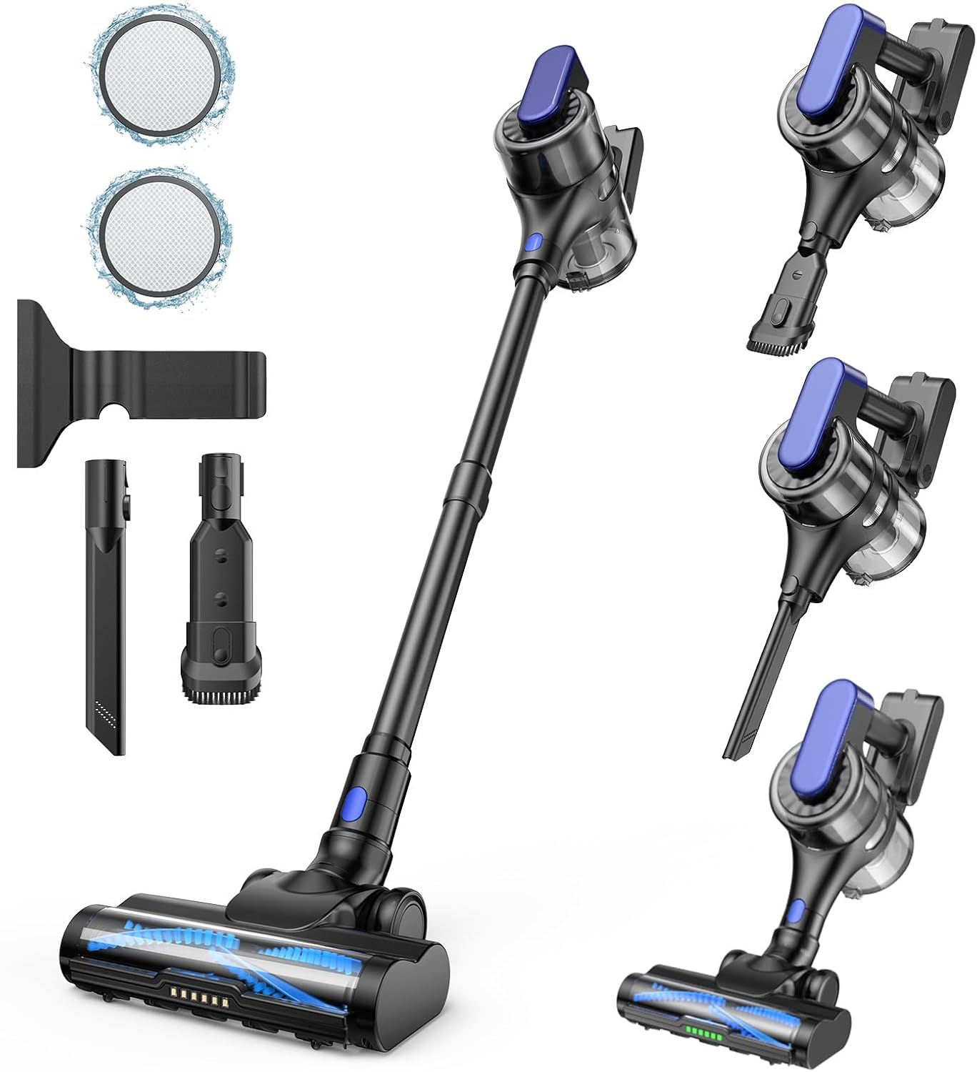 Cordless Stick Vacuum Cleaner, 55Min Cordless Vacuum Cleaners for Home, Powerful Suction Rechargeable Vacuum with Green LED Headlight, Lightweight Stick Vac for Carpet, Hardwood Floors & Pet Hair Cordless Stick Vacuum Cleaner, 55Min Cordless Vacuum Cleaners for Home, Powerful Suction Rechargeable Vacuum with Green LED Headlight, Lightweight Stick Vac for Carpet, Hardwood Floors & Pet Hair