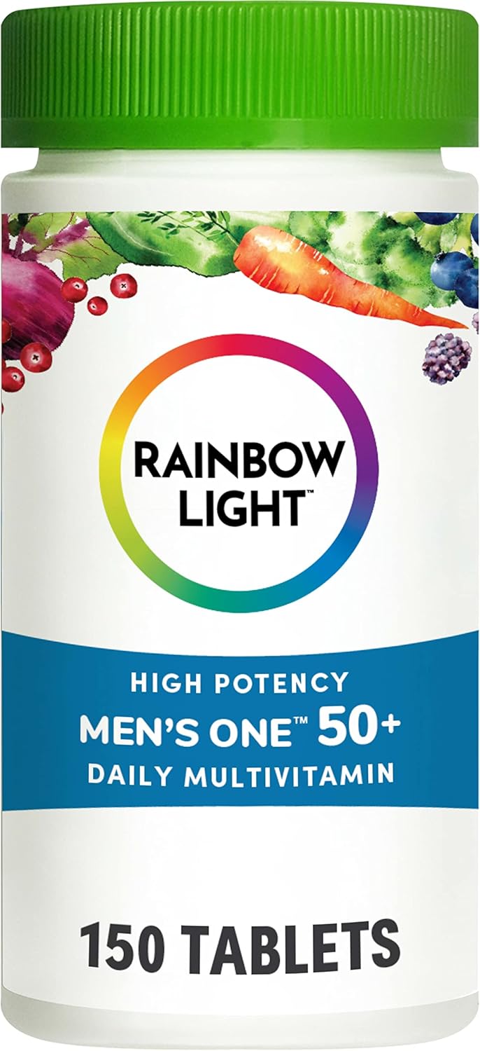 Rainbow Light Multivitamin for Men 50+, Vitamin C, D & Zinc, Probiotics, Men’s One 50+ Multivitamin Provides High Potency Immune Support, Non-GMO, Vegetarian, 150 Tablets Rainbow Light Multivitamin for Men 50+, Vitamin C, D & Zinc, Probiotics, Men’s One 50+ Multivitamin Provides High Potency Immune Support, Non-GMO, Vegetarian, 150 Tablets