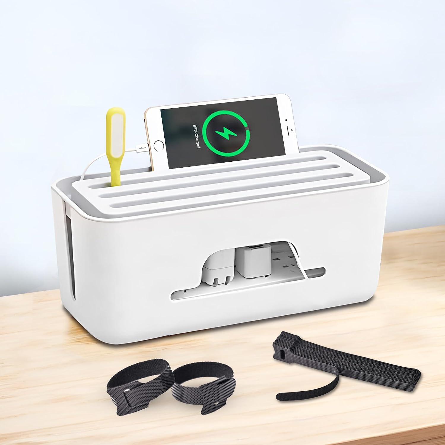 Medium Cable Management Box with 8 Reusable Cable Ties – (13L*5W Inch) | Cord Box, Cable Box Organizer, Cord Organizer Box, Cable Organizer Box, Cord Hider Box, Cord Management Box (1 Yr Warranty) Medium Cable Management Box with 8 Reusable Cable Ties – (13L*5W Inch) | Cord Box, Cable Box Organizer, Cord Organizer Box, Cable Organizer Box, Cord Hider Box, Cord Management Box (1 Yr Warranty)