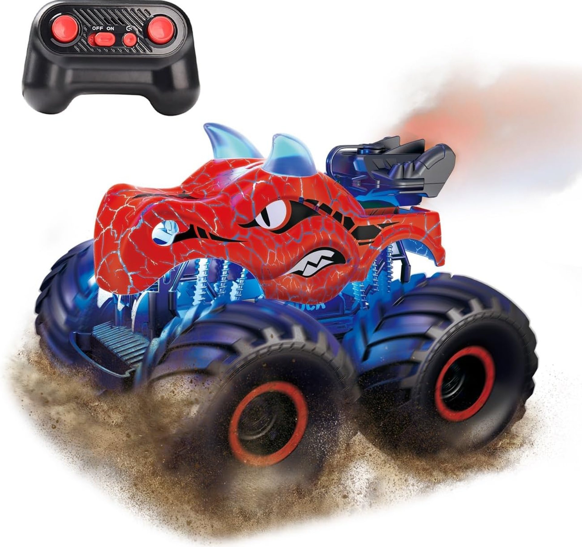 Threeking 1:18 Dinosaur RC Car Remote Control Cars Trucks Toy 4WD Off-Road Car Toys with Lights Spray Suitable for All Terrain Gifts Presents for Boys/Girls Ages 6+ Red Threeking 1:18 Dinosaur RC Car Remote Control Cars Trucks Toy 4WD Off-Road Car Toys with Lights Spray Suitable for All Terrain Gifts Presents for Boys/Girls Ages 6+ Red
