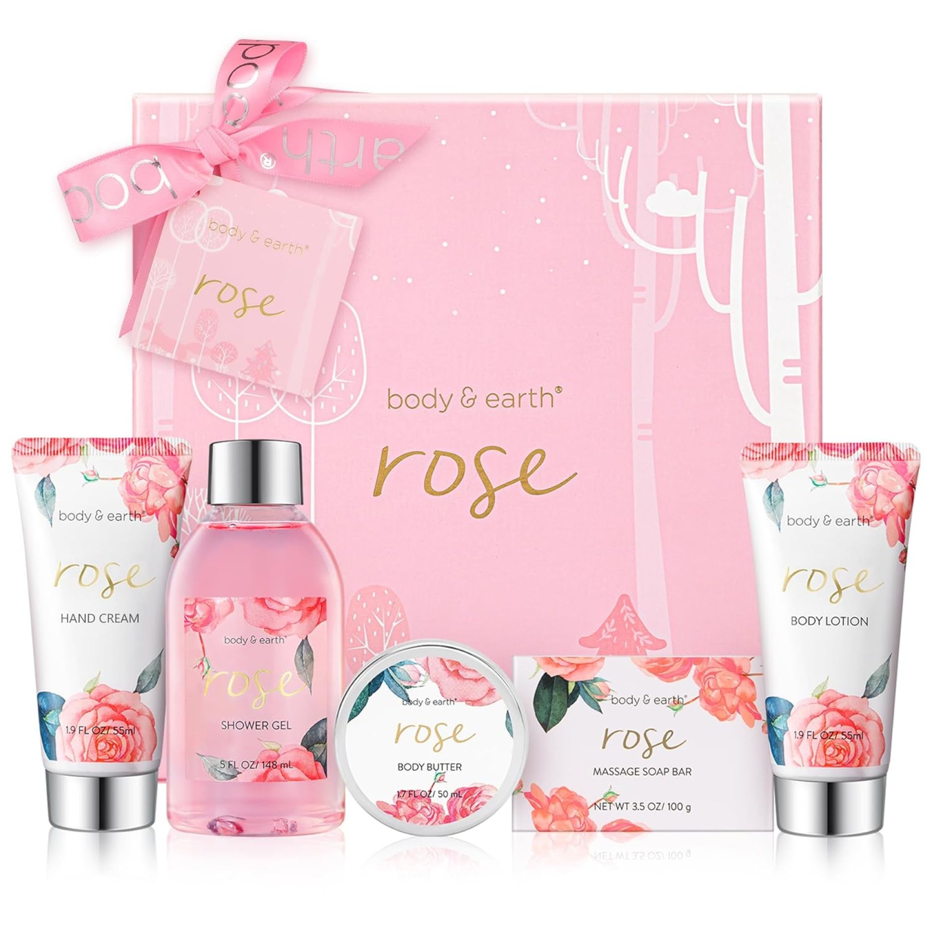 Bath and Body Gift Set for Women, Body & Earth 5 Pcs Rose Spa Gifts for Women, Self Care Kit, Lotion Set for Her,Mothers Day Presents for Mom Bath and Body Gift Set for Women, Body & Earth 5 Pcs Rose Spa Gifts for Women, Self Care Kit, Lotion Set for Her,Mothers Day Presents for Mom