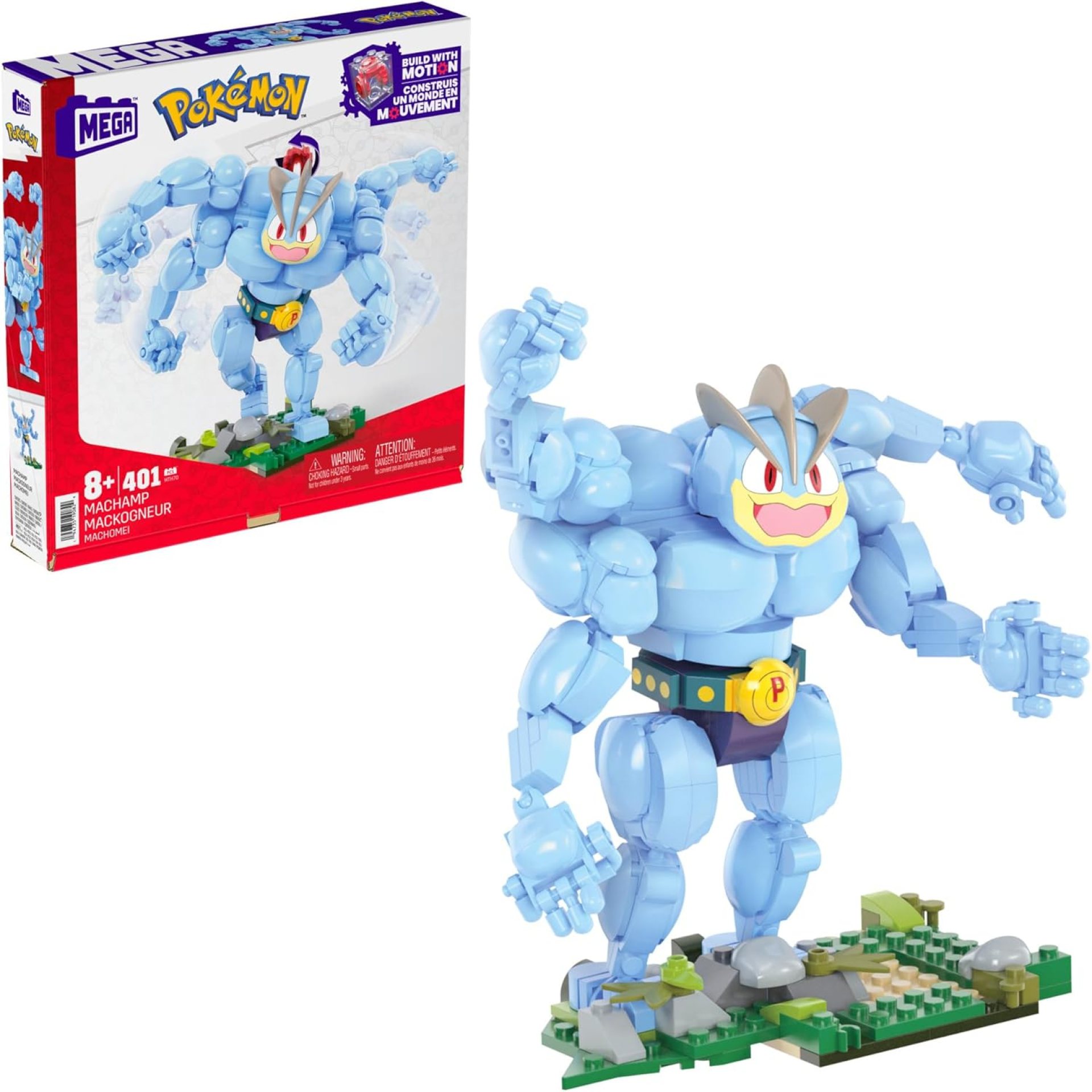 MEGA Pokémon Building Toys Set Machamp with 401 Pieces, Articulated and Poseable with Motion, 6+ Inches Tall, for Kids MEGA Pokémon Building Toys Set Machamp with 401 Pieces, Articulated and Poseable with Motion, 6+ Inches Tall, for Kids