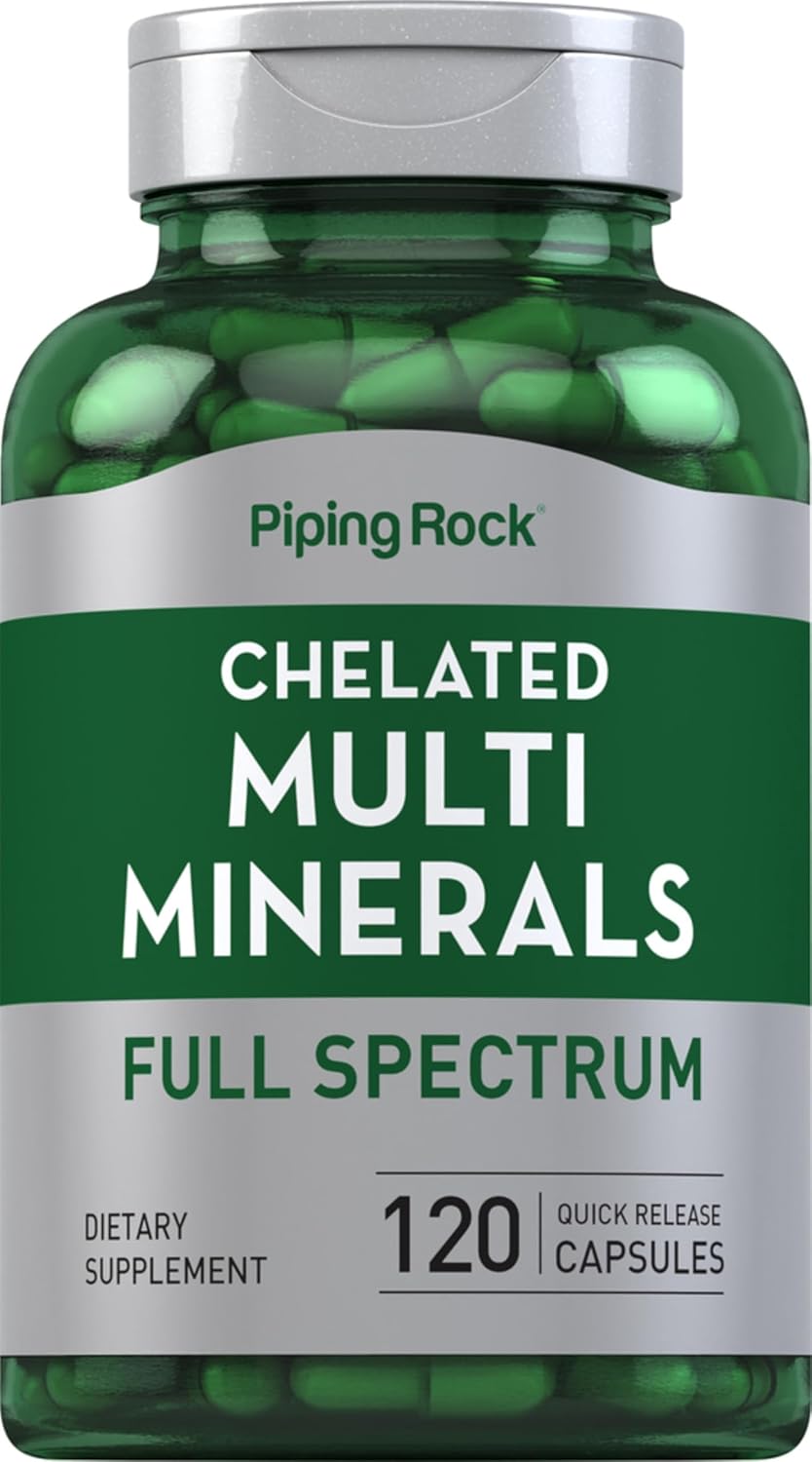 Piping Rock Mega Multi Mineral Chelated Supplement | 120 Capsules | Iron Free | Non-GMO, Gluten Free Piping Rock Mega Multi Mineral Chelated Supplement | 120 Capsules | Iron Free | Non-GMO, Gluten Free
