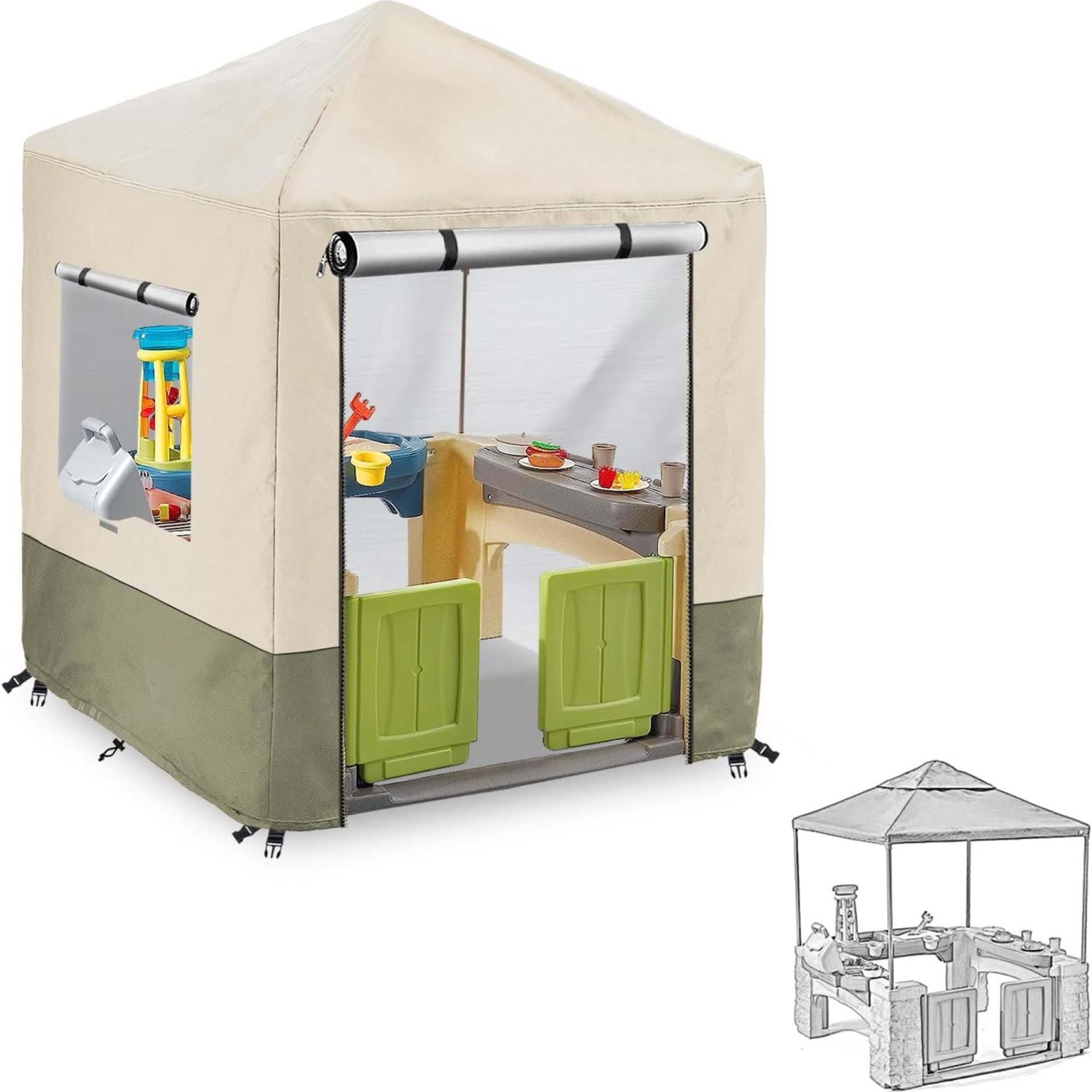 Outdoor Kids Playhouse Cover,Waterproof Cover Suitable for Multiple Brands With The Same Size Playhouse (Grey-56″ W x 56″ D x 60.2″ H) Outdoor Kids Playhouse Cover,Waterproof Cover Suitable for Multiple Brands With The Same Size Playhouse (Grey-56″ W x 56″ D x 60.2″ H)