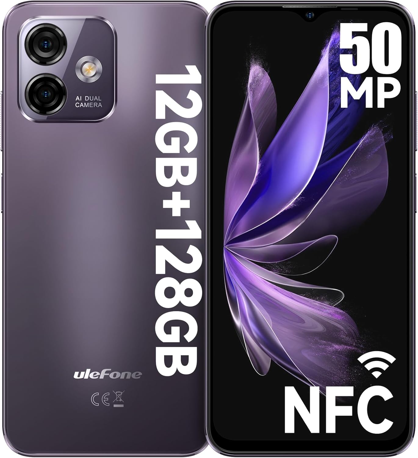 Ulefone Note 16 Pro (12GB+128GB) Unlocked Smartphone, Android 13 Cell Phone, 50MP Main Camera, 6.52” HD+ Waterdrop Screen, 8-Core Processor, 4400mAh, Dual 4G Unlocked Mobile Phone -Purple NFC Version Ulefone Note 16 Pro (12GB+128GB) Unlocked Smartphone, Android 13 Cell Phone, 50MP Main Camera, 6.52” HD+ Waterdrop Screen, 8-Core Processor, 4400mAh, Dual 4G Unlocked Mobile Phone -Purple NFC Version