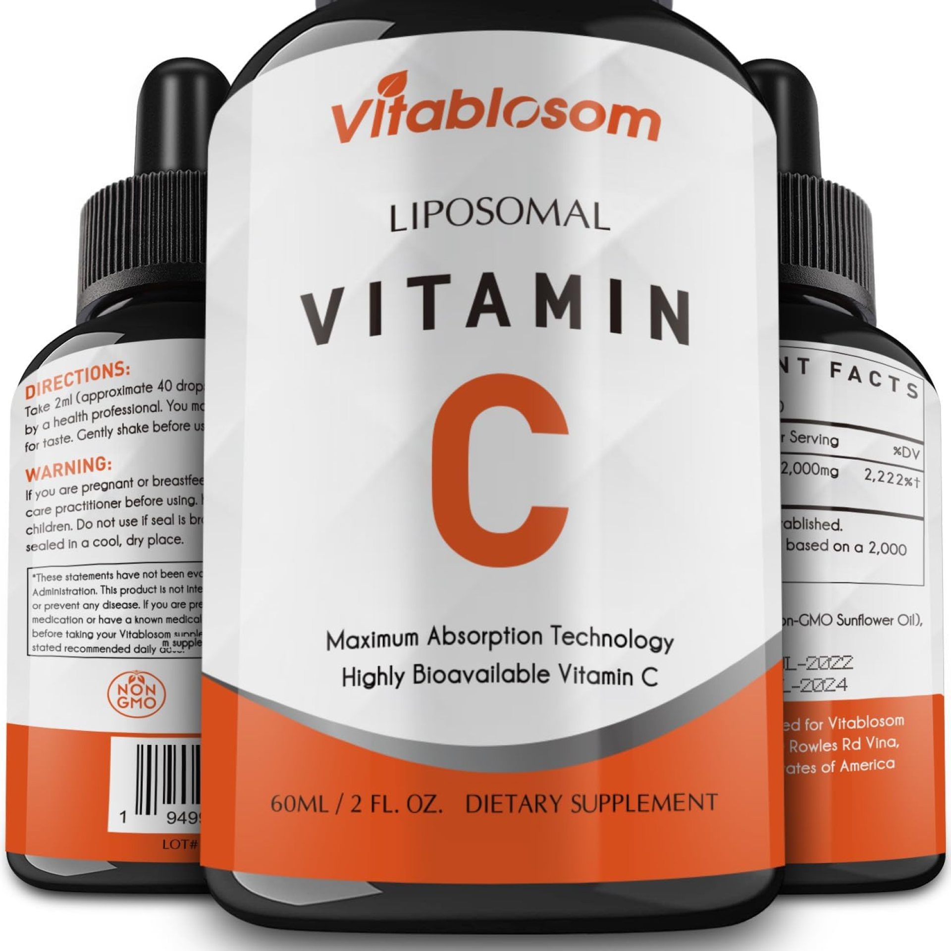 Liposomal Vitamin C 2000mg Liquid for Adults, High Absorption VIT C, Maximize Vitamin C, for Immune System & Antioxidant, 60ML (1 Bottle) Liposomal Vitamin C 2000mg Liquid for Adults, High Absorption VIT C, Maximize Vitamin C, for Immune System & Antioxidant, 60ML (1 Bottle)