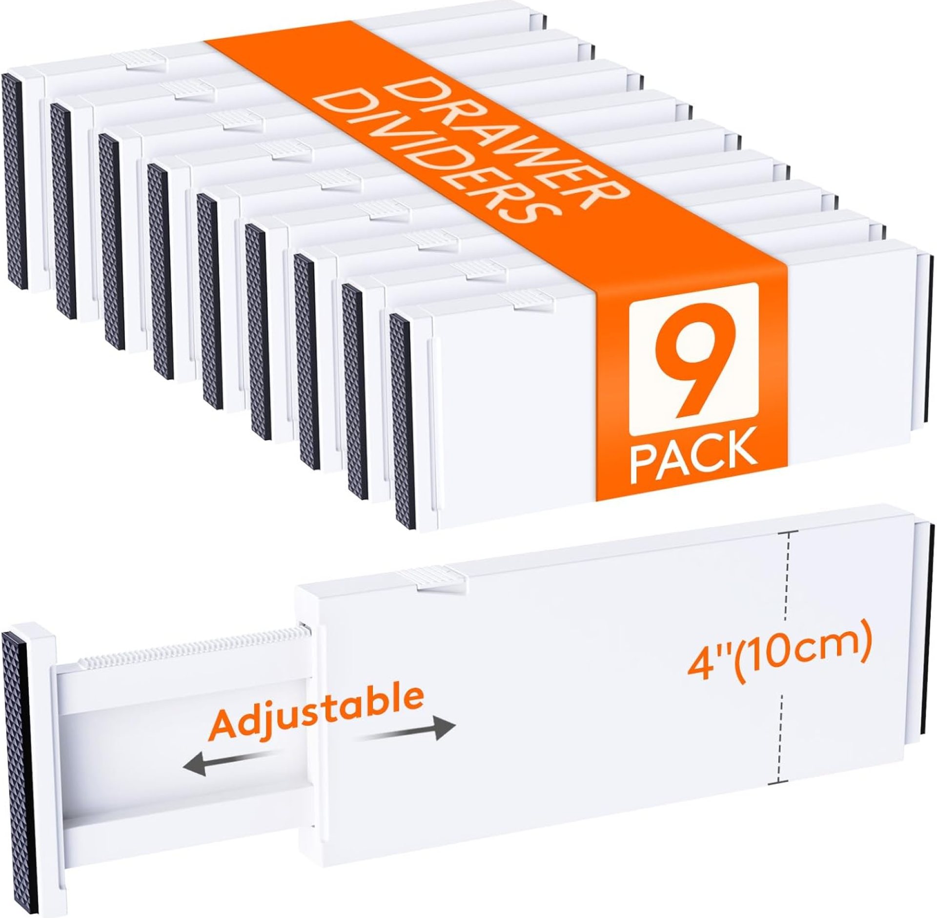 Lifewit 9 Pack Drawer Dividers 4″ High, 11-17″ Adjustable Drawer Organizers for Clothes, Expandable Dresser Separators in Bedroom/Bathroom/Kitchen/Fridge/Office Organization and Storage, White Lifewit 9 Pack Drawer Dividers 4″ High, 11-17″ Adjustable Drawer Organizers for Clothes, Expandable Dresser Separators in Bedroom/Bathroom/Kitchen/Fridge/Office Organization and Storage, White