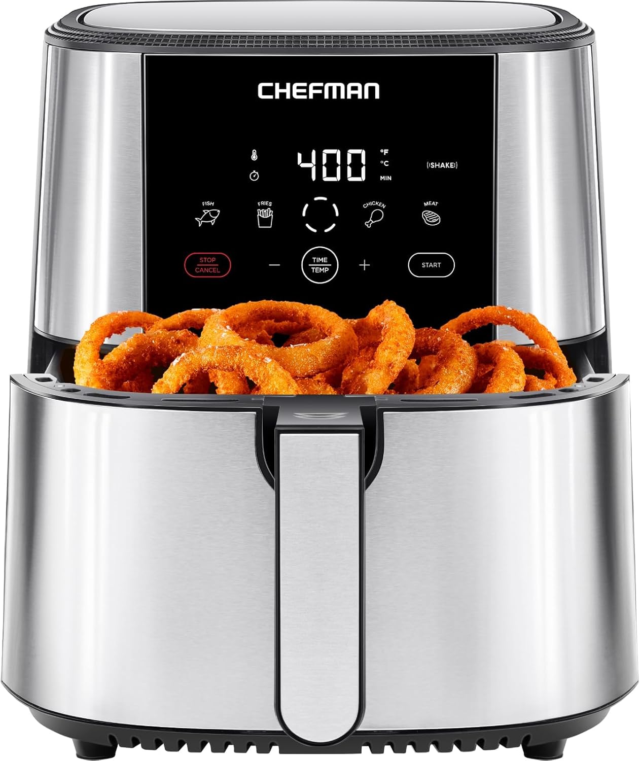 Chefman TurboFry® Touch Air Fryer, XL 8-Qt Family Size, One-Touch Digital Control Presets, French Fries, Chicken, Meat, Fish, Nonstick Dishwasher-Safe Parts, Automatic Shutoff, Stainless Steel Chefman TurboFry® Touch Air Fryer, XL 8-Qt Family Size, One-Touch Digital Control Presets, French Fries, Chicken, Meat, Fish, Nonstick Dishwasher-Safe Parts, Automatic Shutoff, Stainless Steel