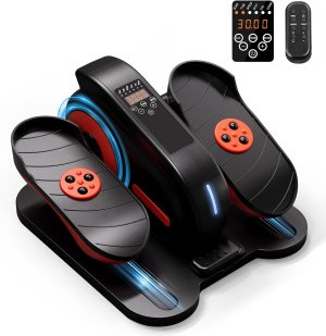 GORISE Under Desk Elliptical Machine, Portable Ellipse Leg Exerciser as Seen on Tv for Seniors, Fully Assembled Seated Pedal Exerciser with Remote, Manual & Auto Mode for Home Office (Orange)