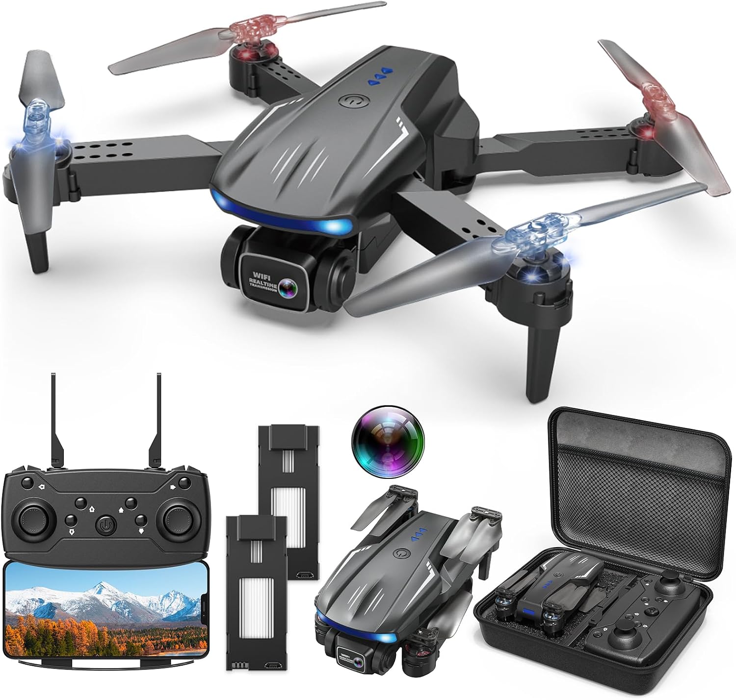 Drone with Camera 1080P for Kids Adults, Foldable HD FPV Mini Drone with 2 Batteries, One Key Take Off/Land, Altitude Hold, Headless Mode, 360°Flip, Gestures Selfie, 3 Speed Mode, Waypoint Fly Drone with Camera 1080P for Kids Adults, Foldable HD FPV Mini Drone with 2 Batteries, One Key Take Off/Land, Altitude Hold, Headless Mode, 360°Flip, Gestures Selfie, 3 Speed Mode, Waypoint Fly