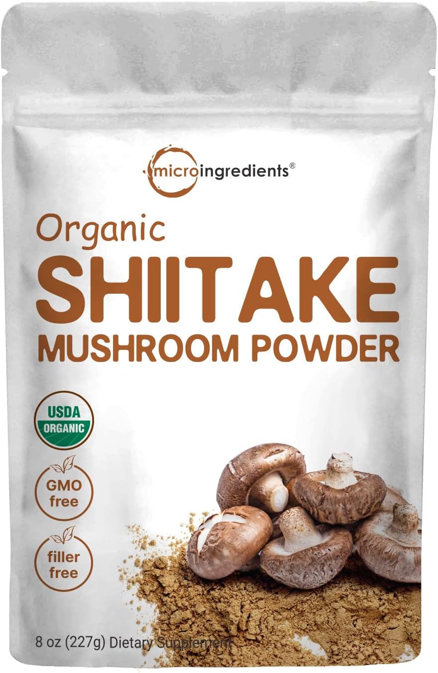 Micro Ingredients Organic Shiitake Mushrooms Powder, 8 Ounce, Made from The Finest Dried Shiitake Mushroom, Stronger Umami Flavor Than Fresh Mushrooms, Great for Sauce, Soup and Pasta Micro Ingredients Organic Shiitake Mushrooms Powder, 8 Ounce, Made from The Finest Dried Shiitake Mushroom, Stronger Umami Flavor Than Fresh Mushrooms, Great for Sauce, Soup and Pasta